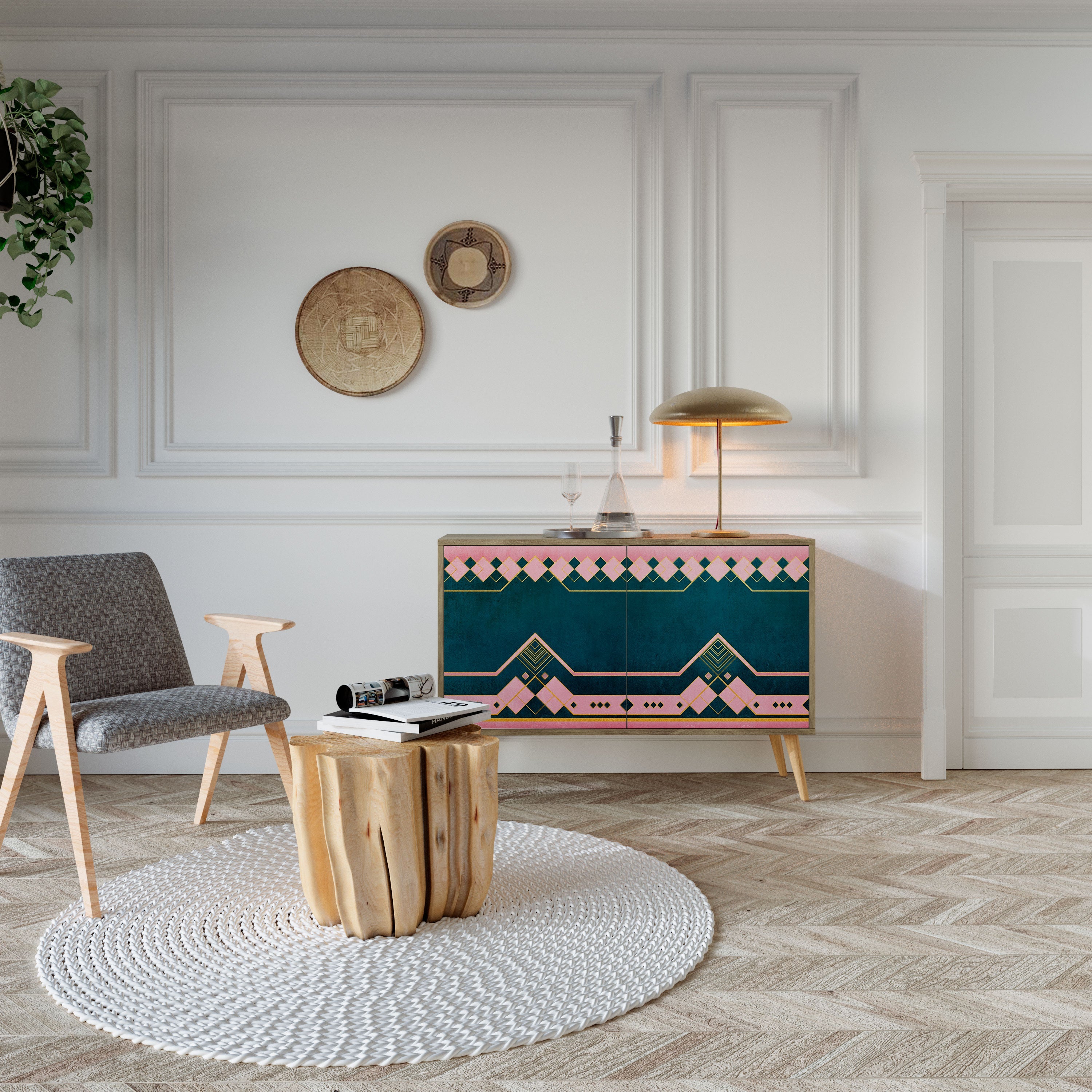 ROYAL COMPOSITION Sideboard mit 2 Türen in Eichenoptik