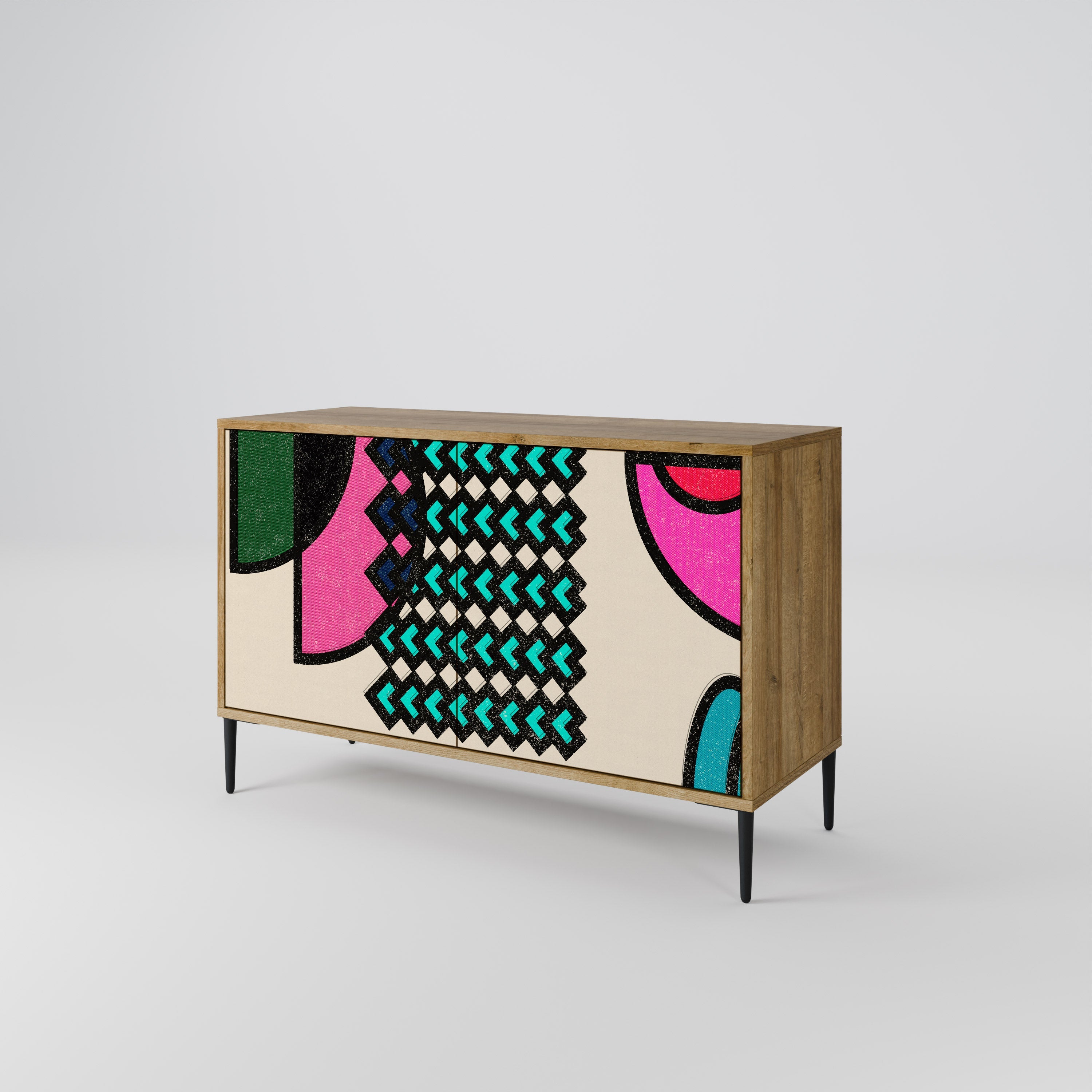 GEOMETRIC RHAPSODY Sideboard mit 2 Türen in Eichenoptik