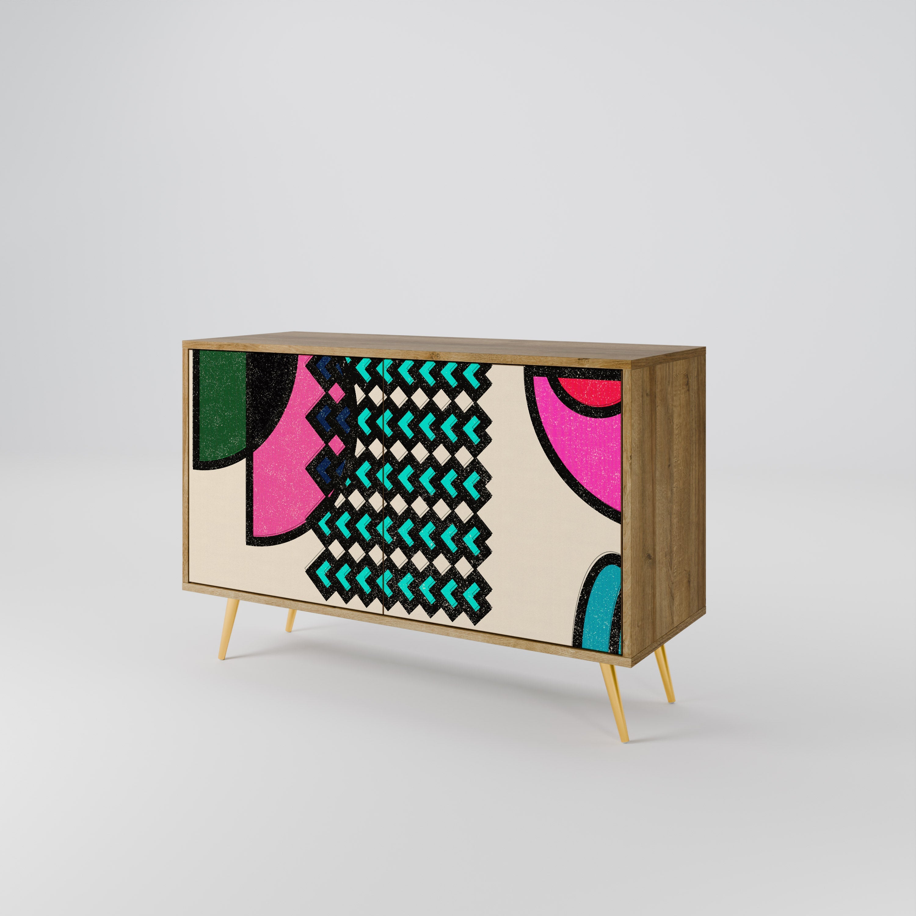 GEOMETRIC RHAPSODY Sideboard mit 2 Türen in Eichenoptik