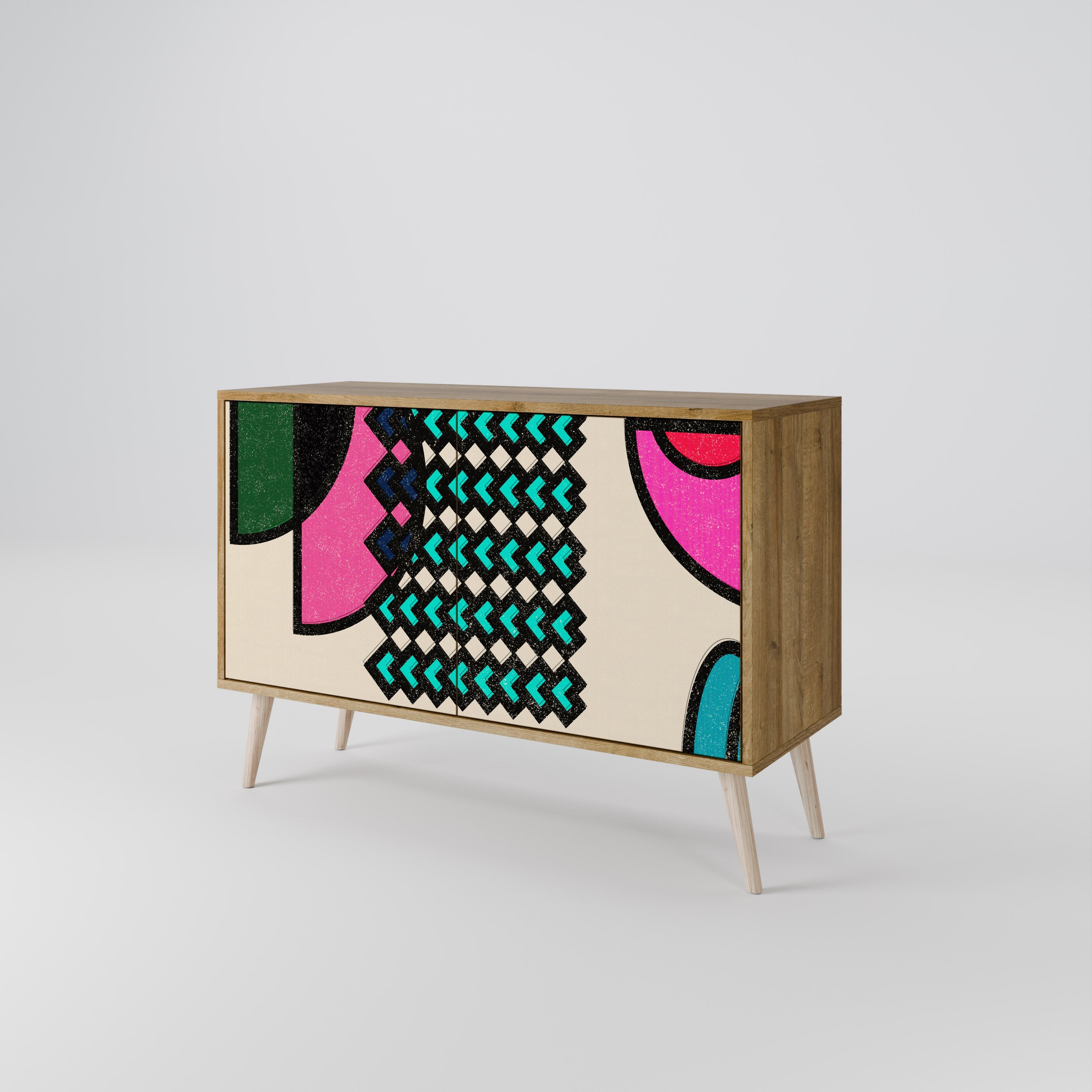 GEOMETRIC RHAPSODY Sideboard mit 2 Türen in Eichenoptik