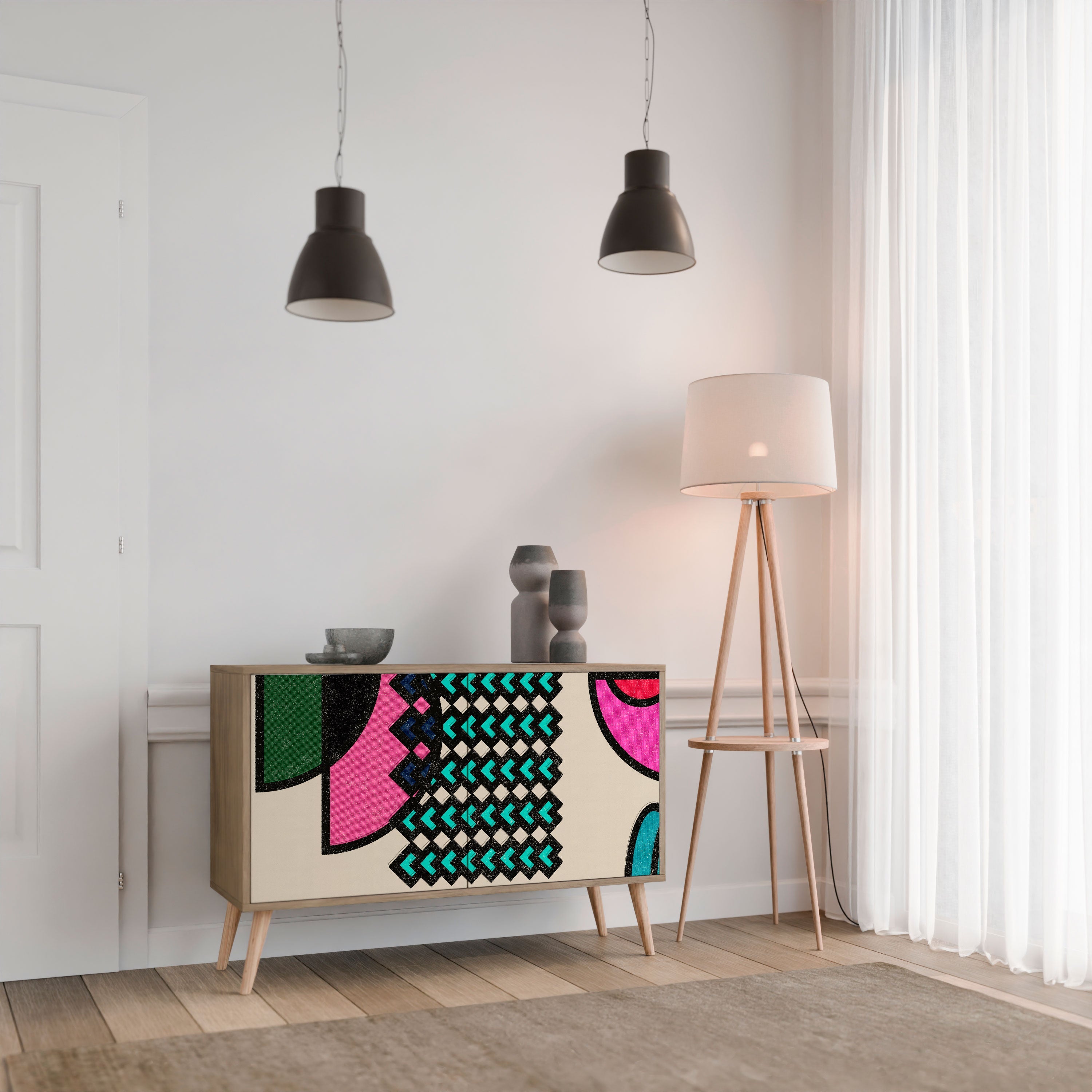 GEOMETRIC RHAPSODY Sideboard mit 2 Türen in Eichenoptik