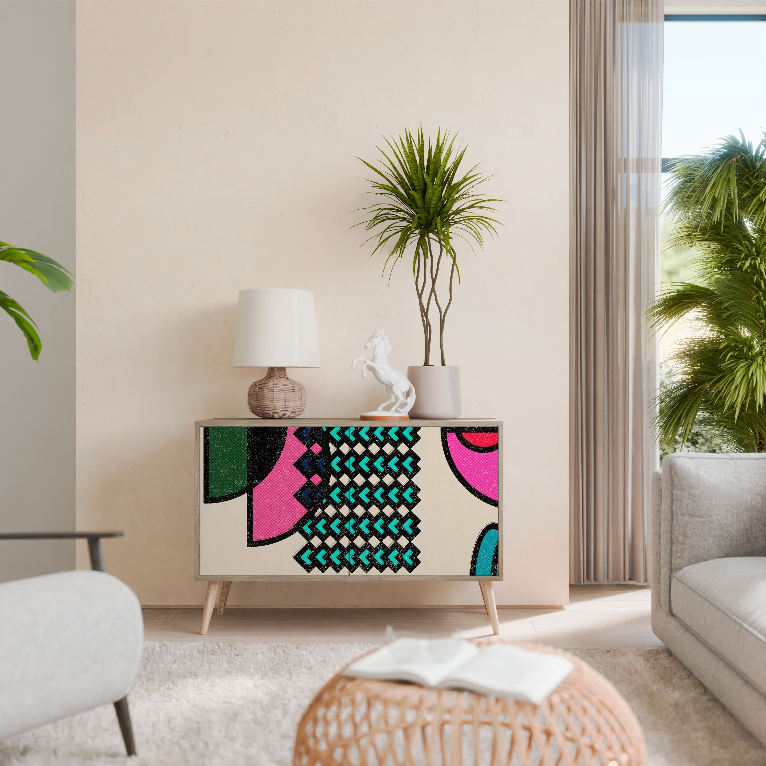 GEOMETRIC RHAPSODY Sideboard mit 2 Türen in Eichenoptik