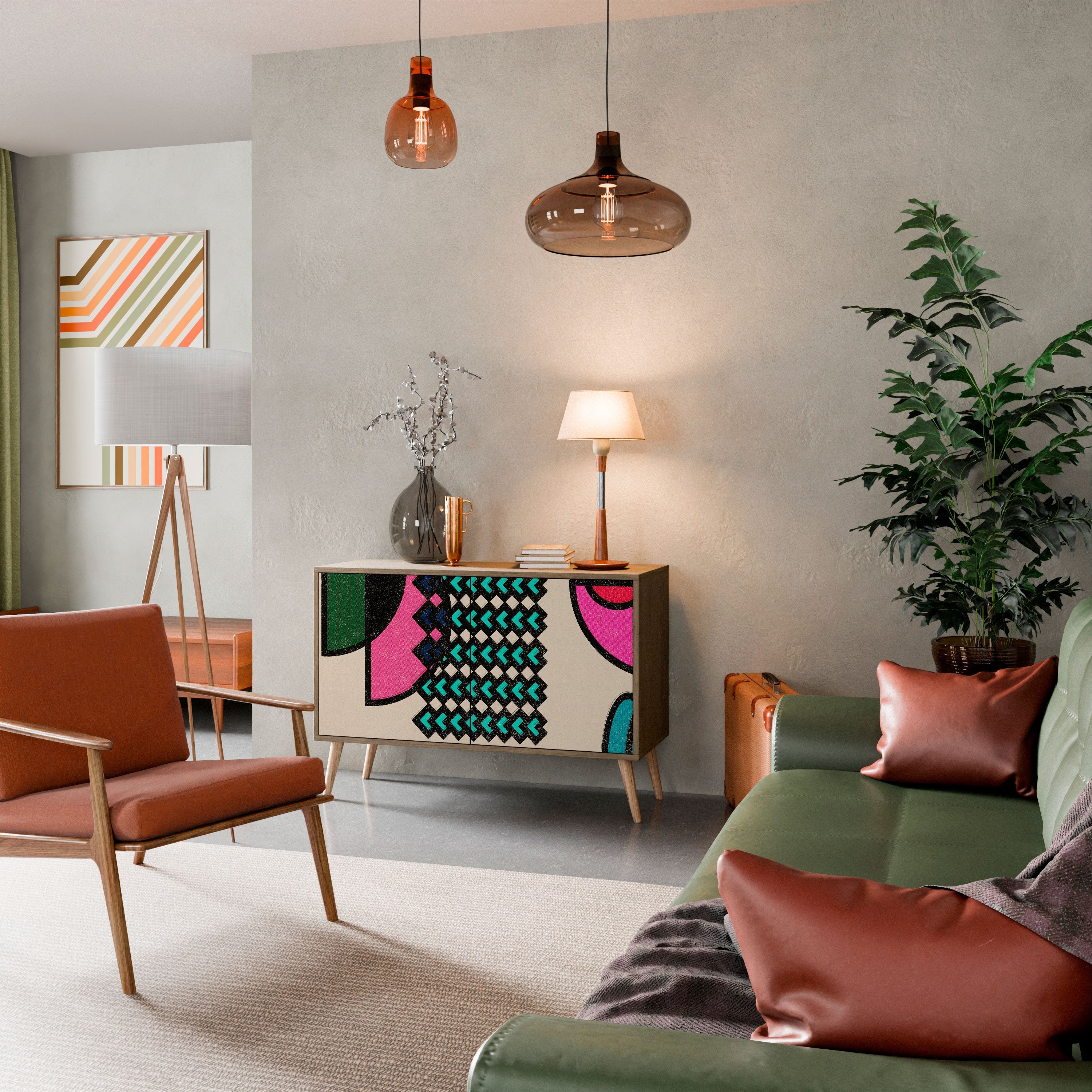 GEOMETRIC RHAPSODY Sideboard mit 2 Türen in Eichenoptik