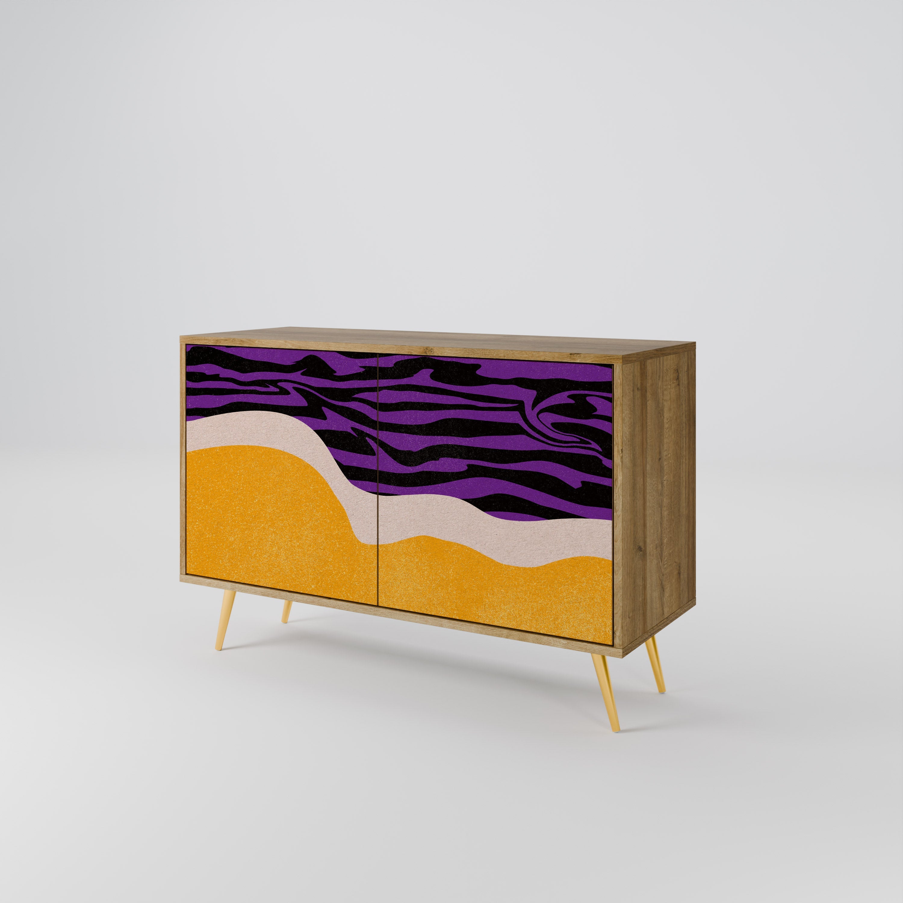 INDEPENDENT BORDER Sideboard mit 2 Türen in Eichenoptik