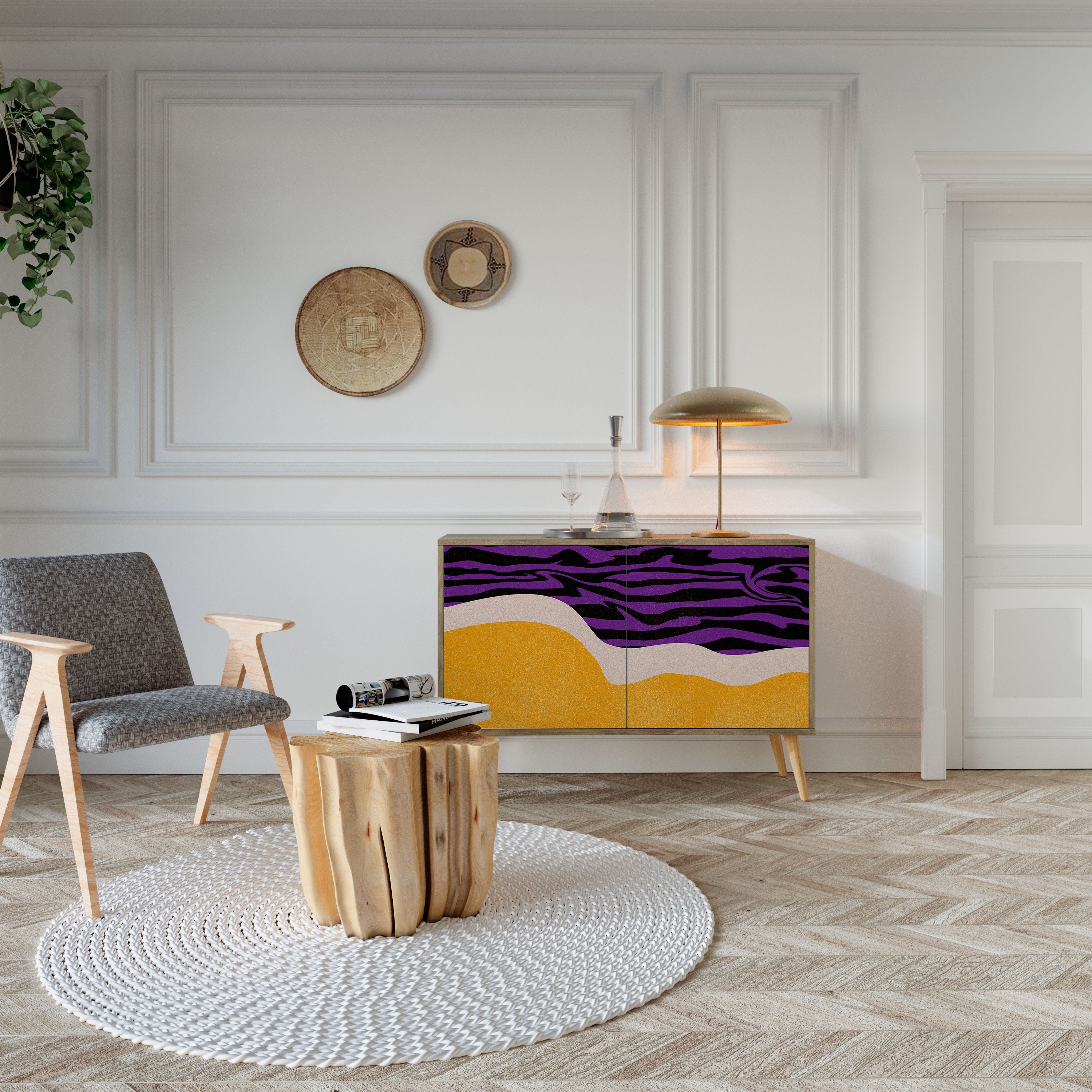 INDEPENDENT BORDER Sideboard mit 2 Türen in Eichenoptik