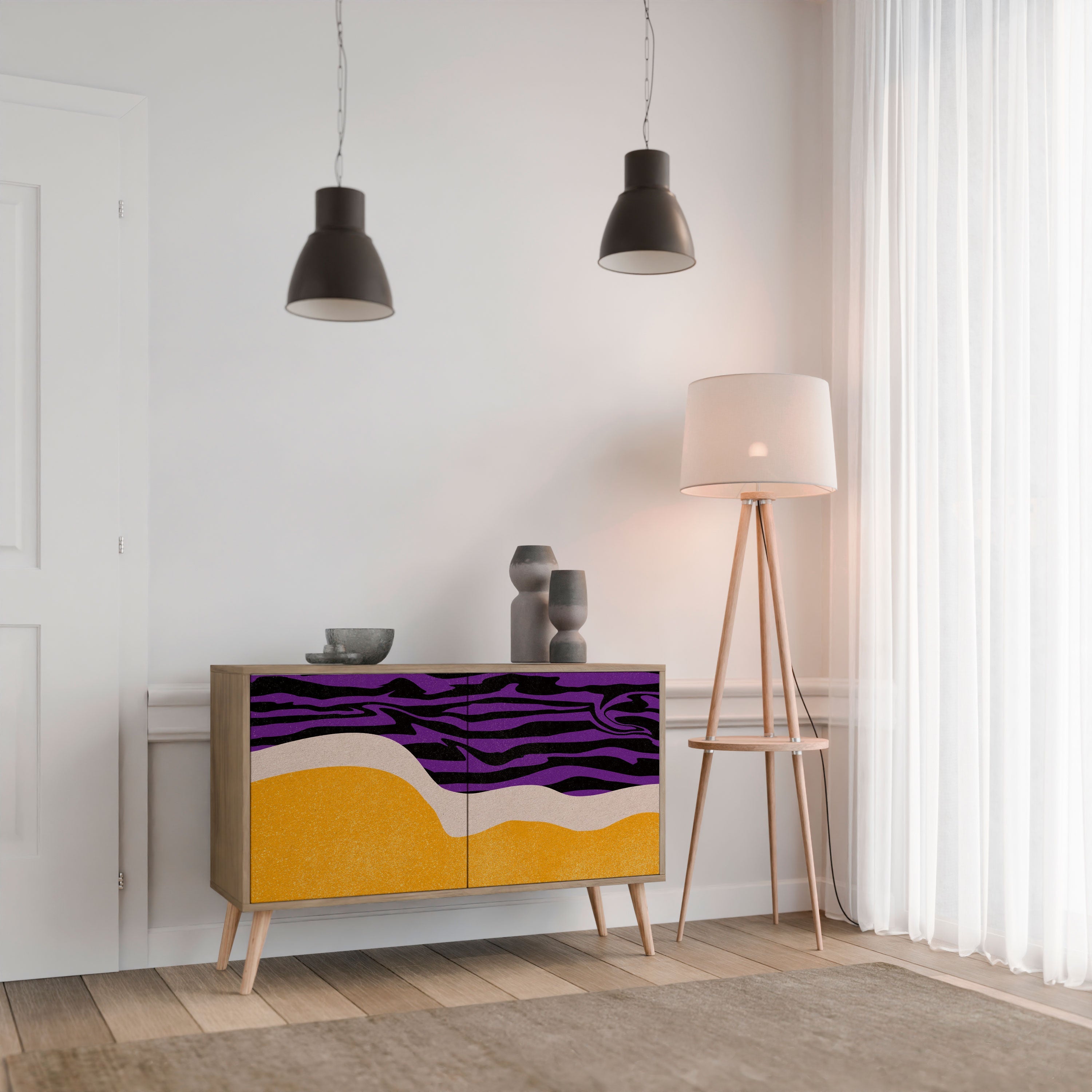 INDEPENDENT BORDER Sideboard mit 2 Türen in Eichenoptik
