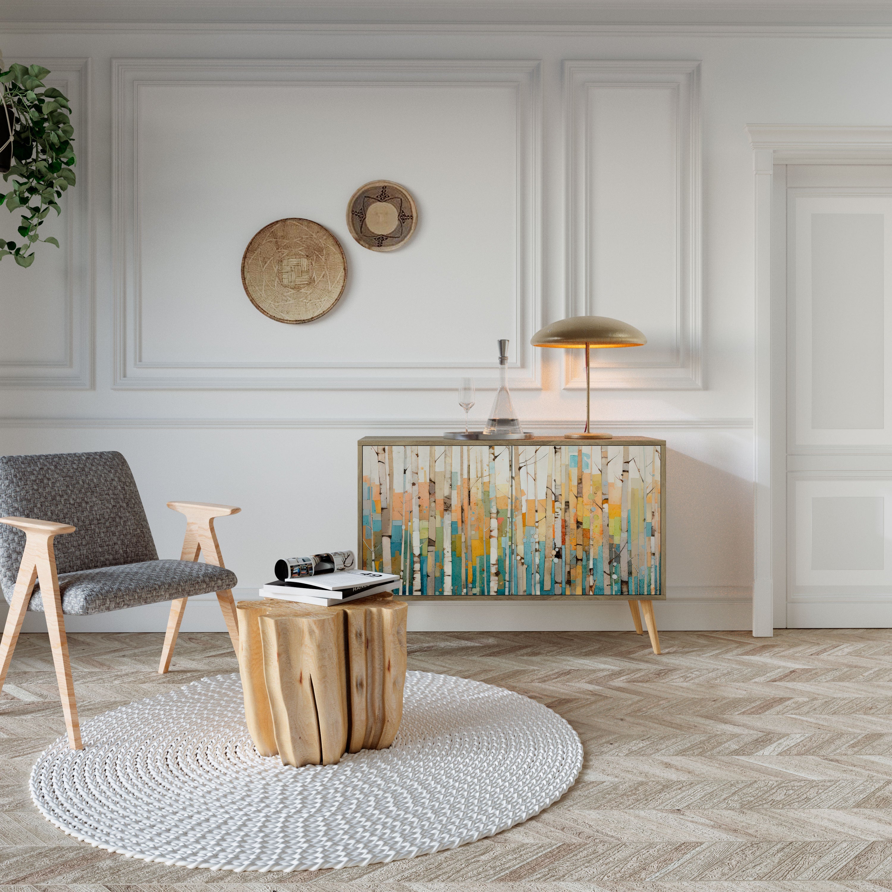 BIRCH KALEIDOSCOPE Sideboard mit 2 Türen in Eichenoptik