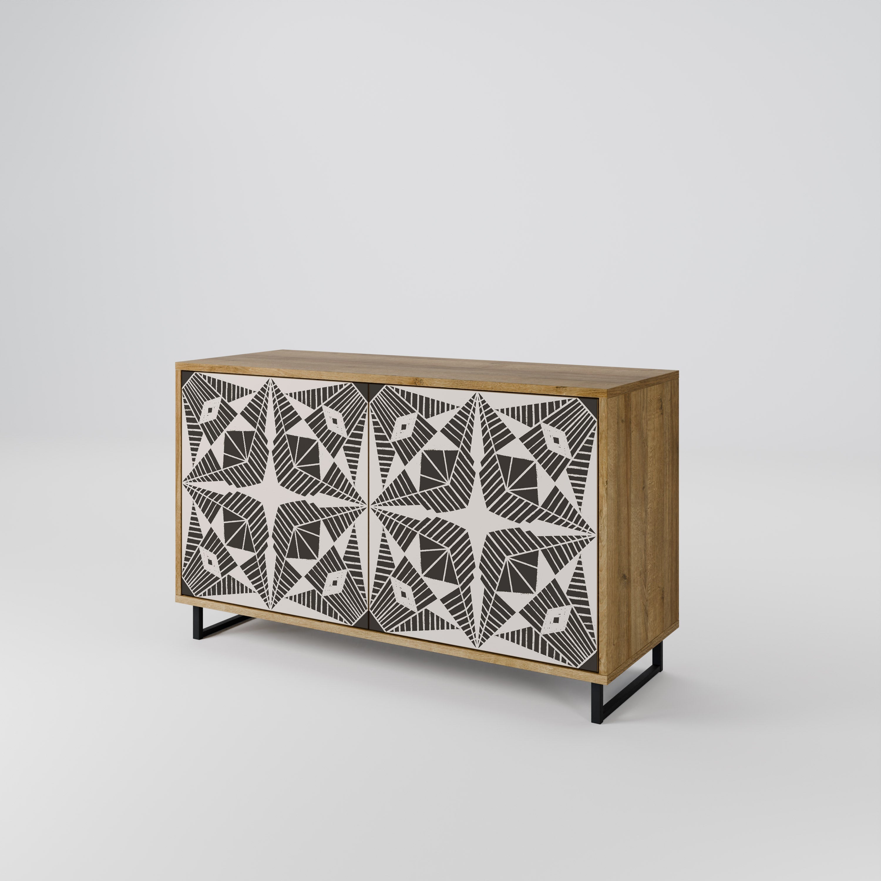 MONOCHROME NEXUS Sideboard mit 2 Türen in Eichenoptik