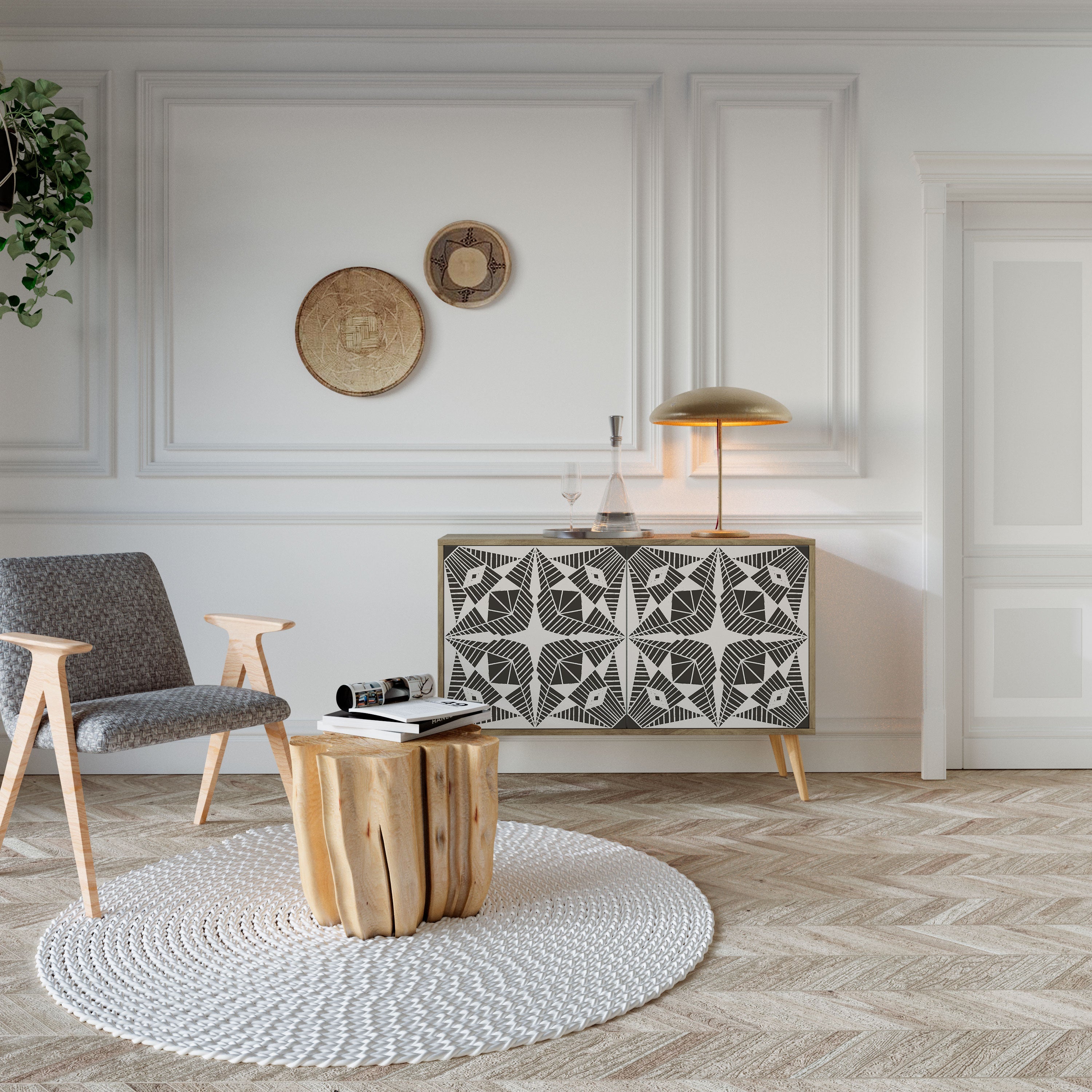 MONOCHROME NEXUS Sideboard mit 2 Türen in Eichenoptik