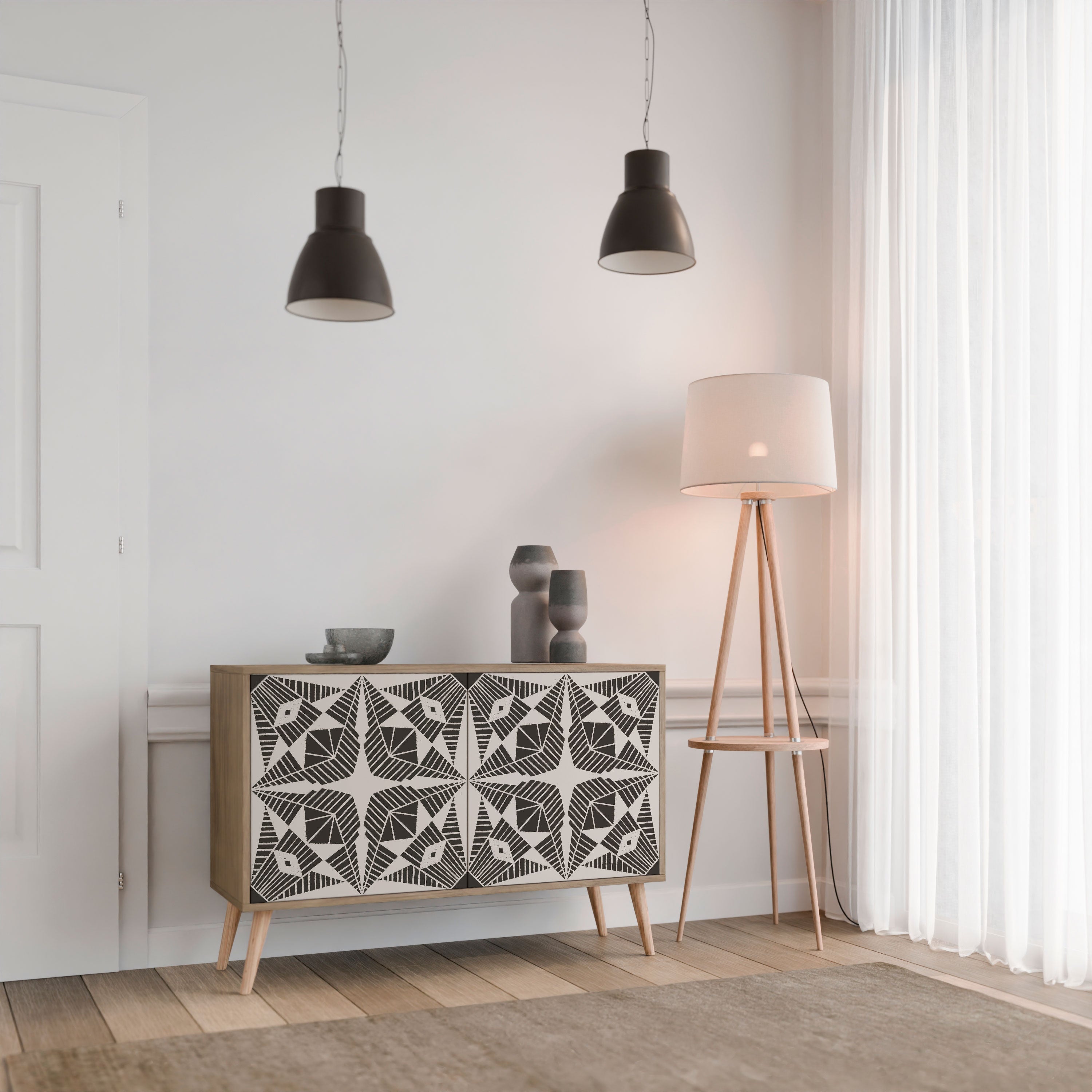 MONOCHROME NEXUS Sideboard mit 2 Türen in Eichenoptik