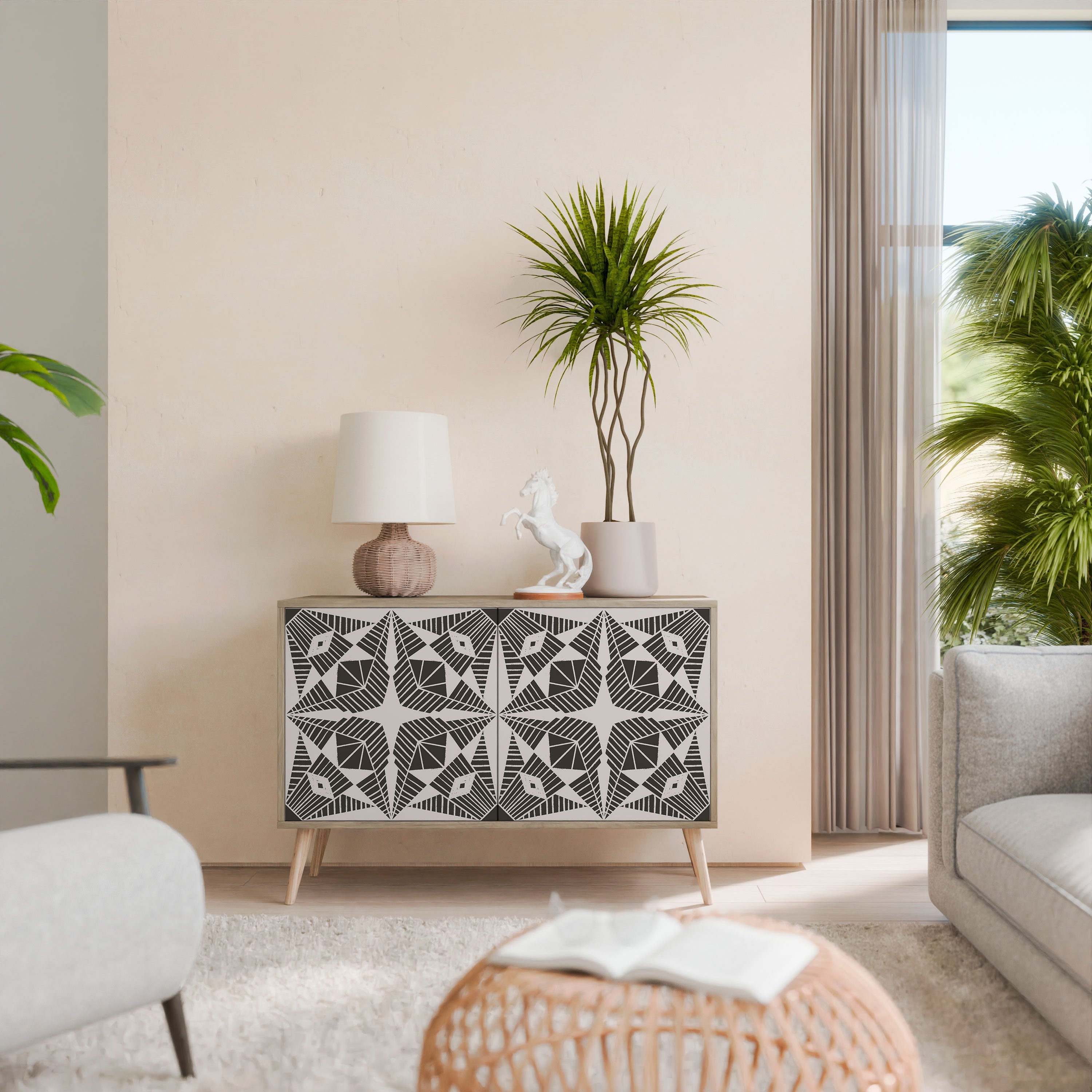 MONOCHROME NEXUS Sideboard mit 2 Türen in Eichenoptik