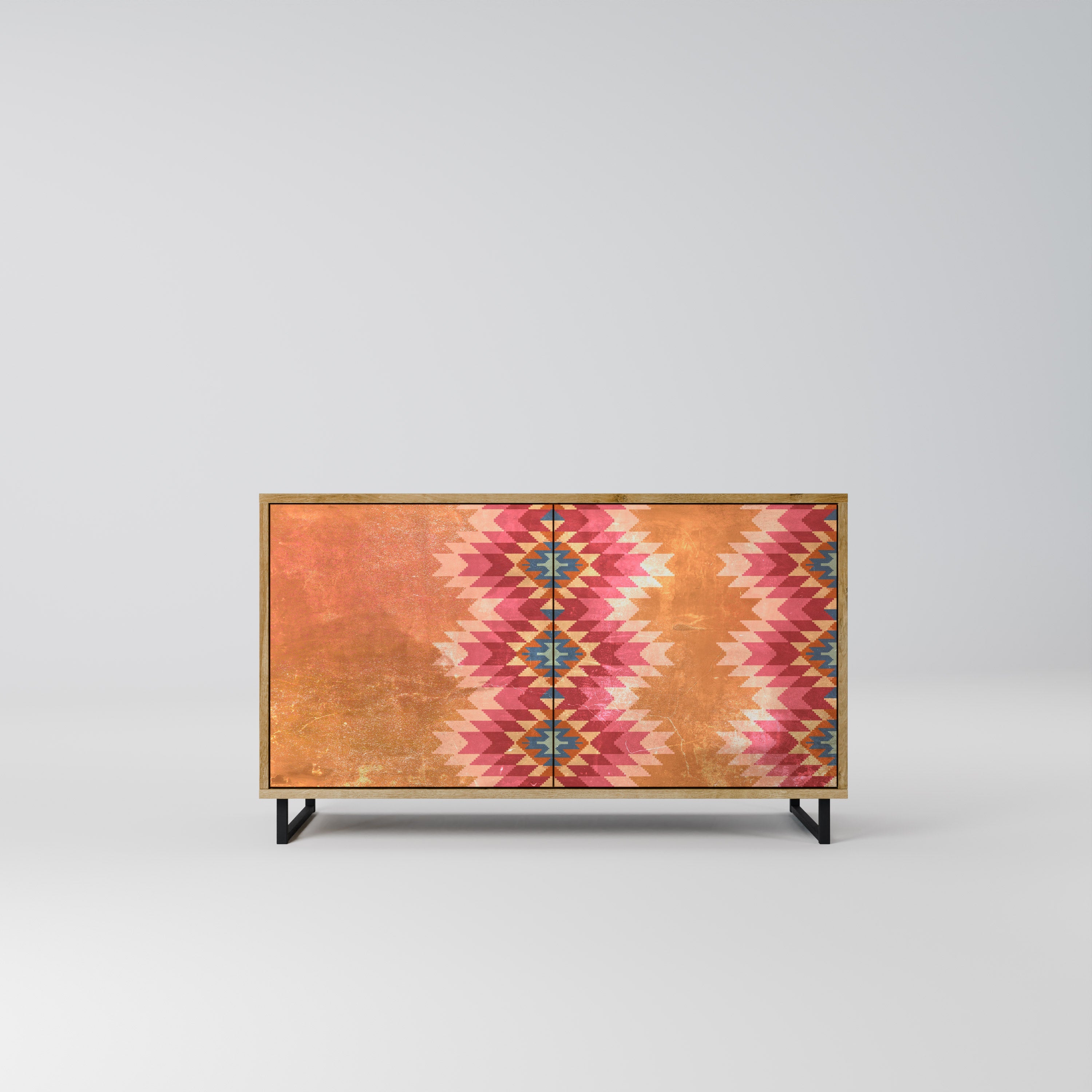 INDIAN FOLK Sideboard mit 2 Türen in Eichenoptik