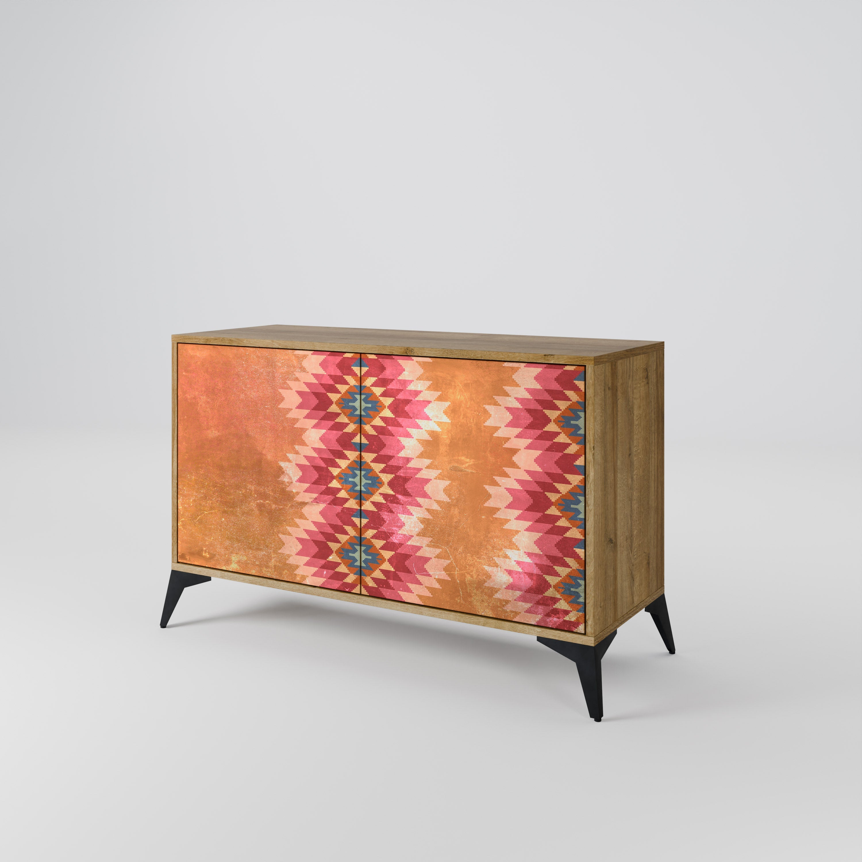 INDIAN FOLK Sideboard mit 2 Türen in Eichenoptik
