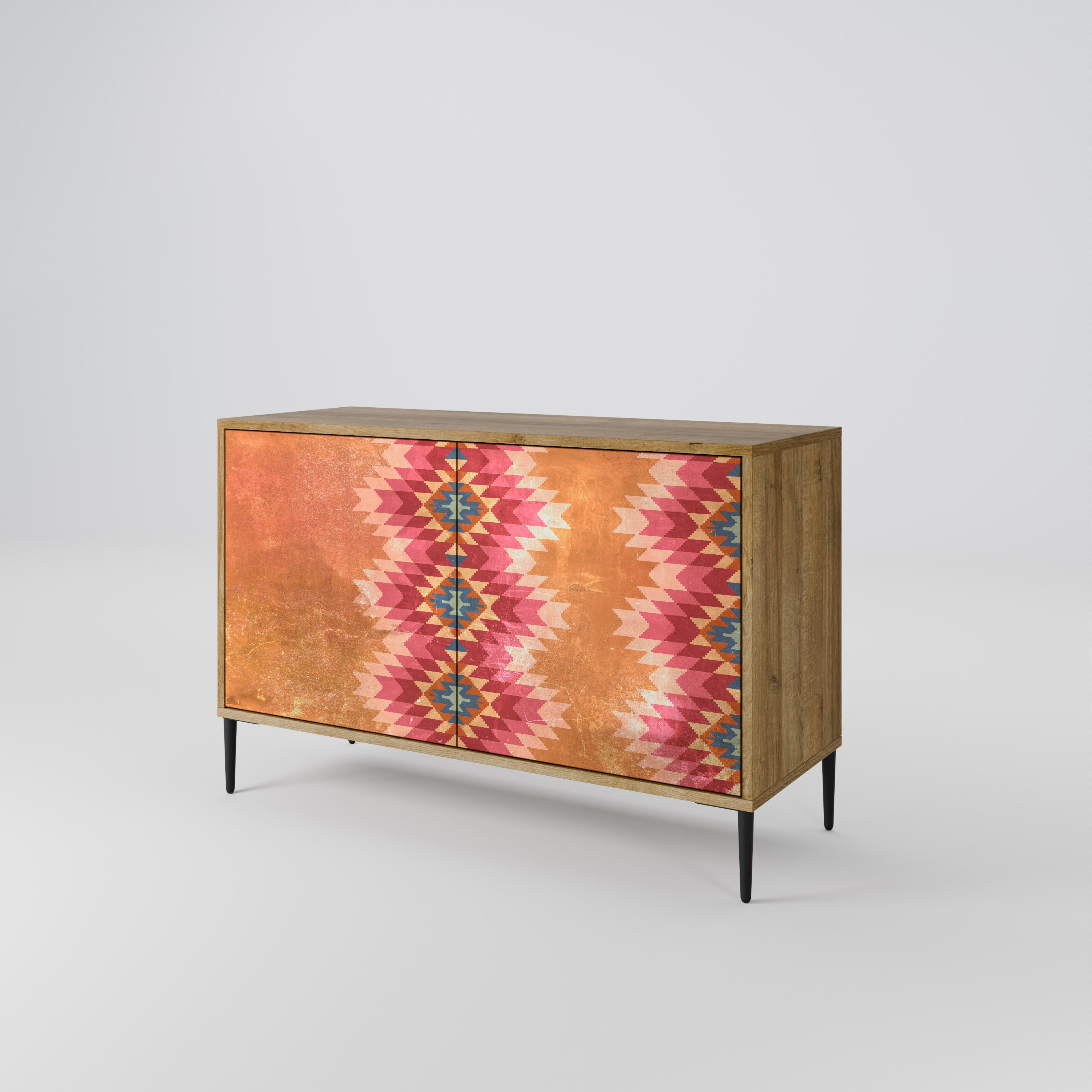 INDIAN FOLK Sideboard mit 2 Türen in Eichenoptik