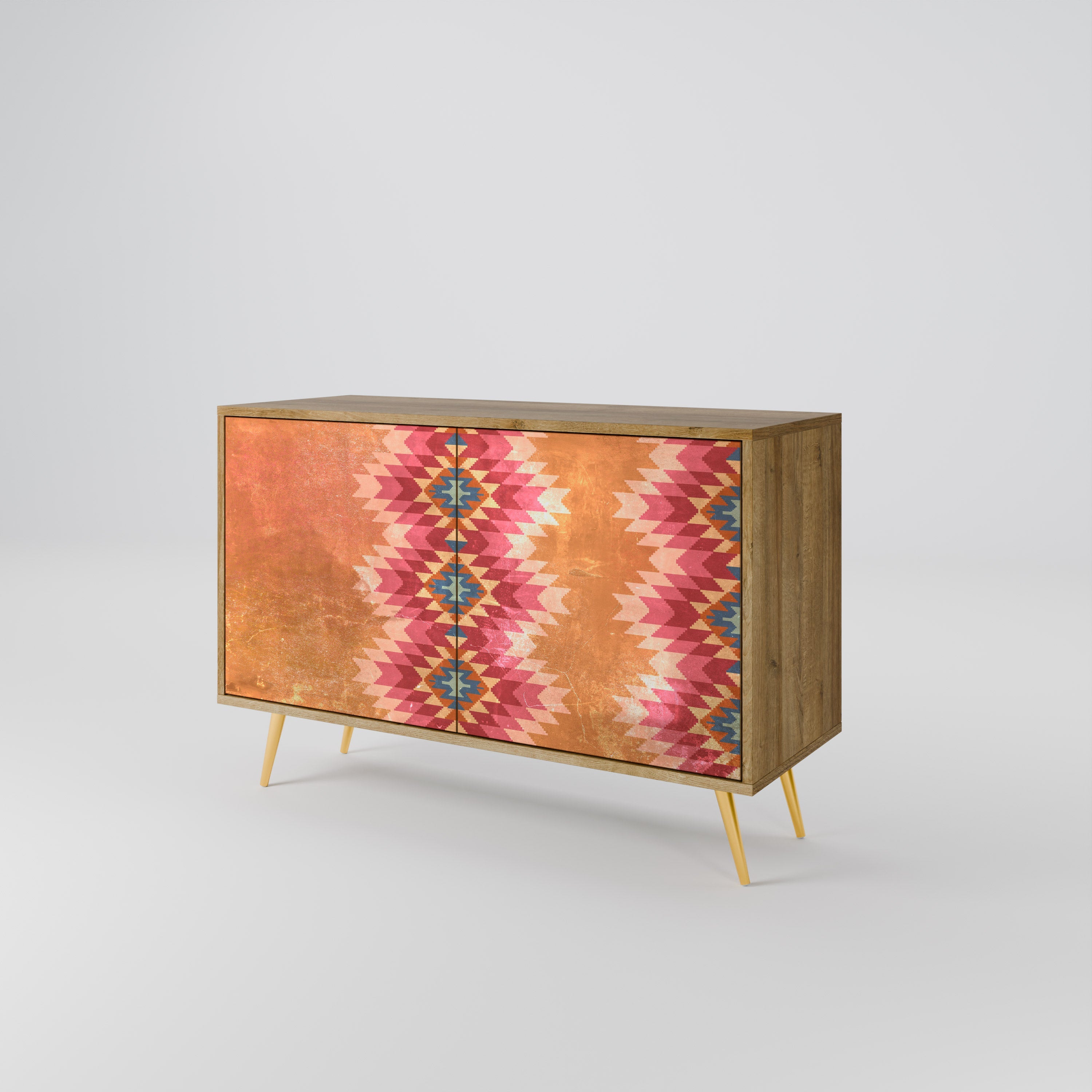 INDIAN FOLK Sideboard mit 2 Türen in Eichenoptik