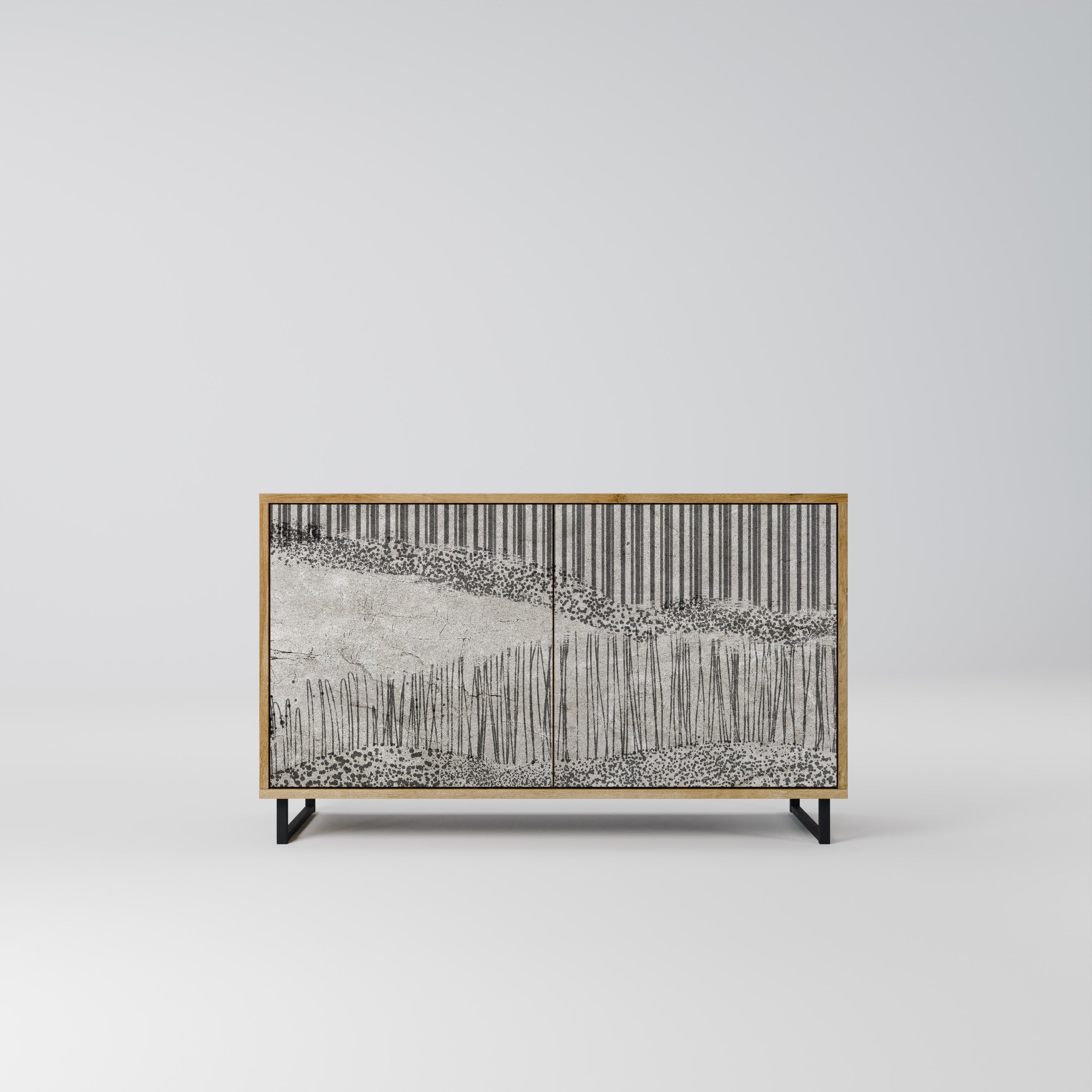 GRAIN LINES Sideboard mit 2 Türen in Eichenoptik