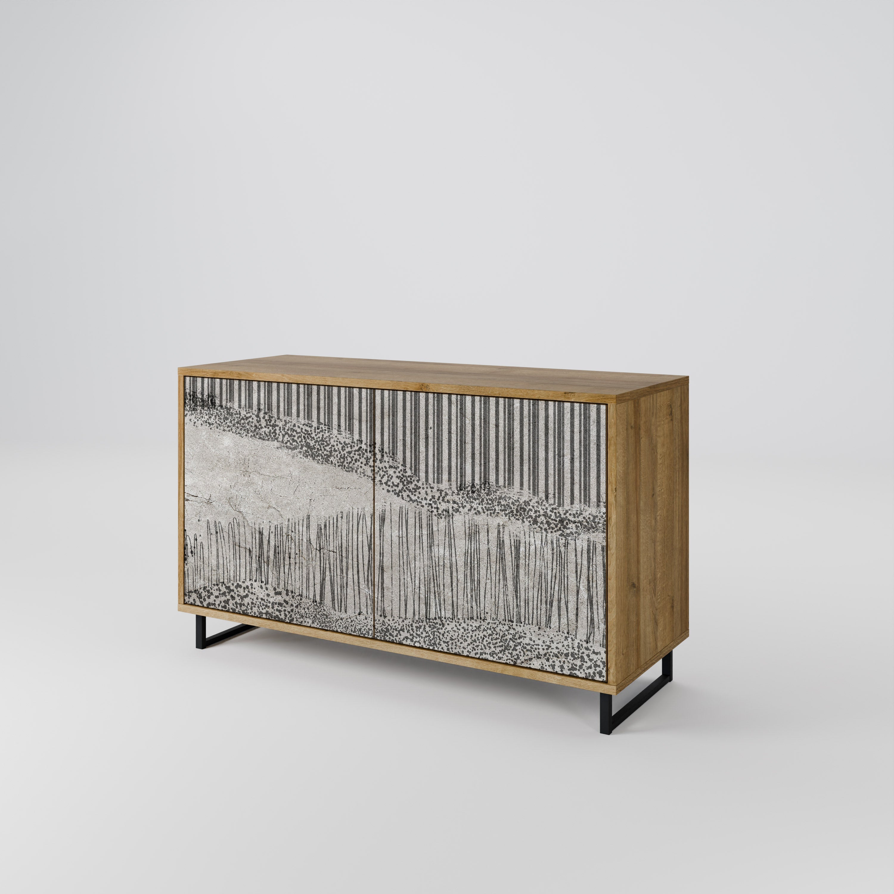 GRAIN LINES Sideboard mit 2 Türen in Eichenoptik