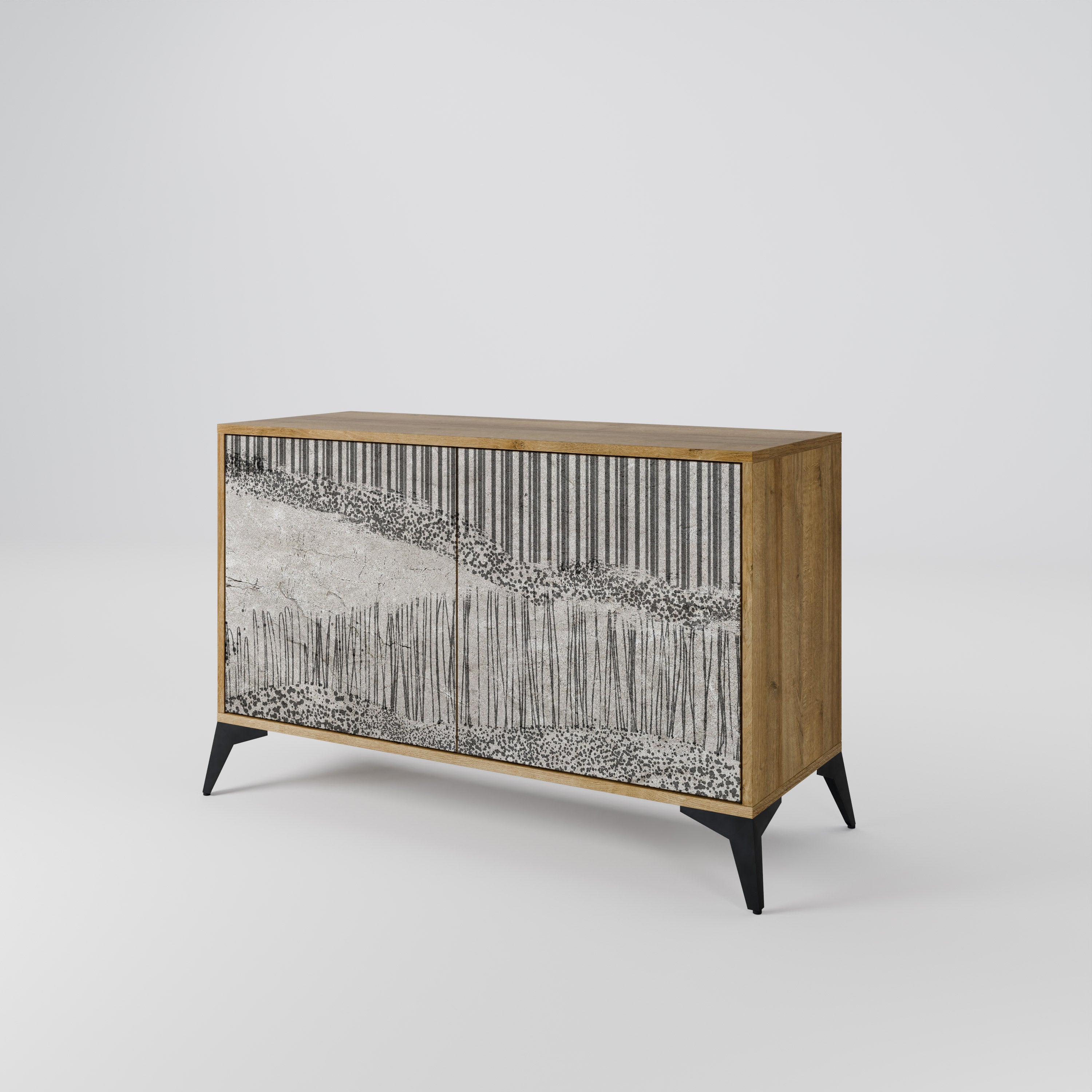 GRAIN LINES Sideboard mit 2 Türen in Eichenoptik
