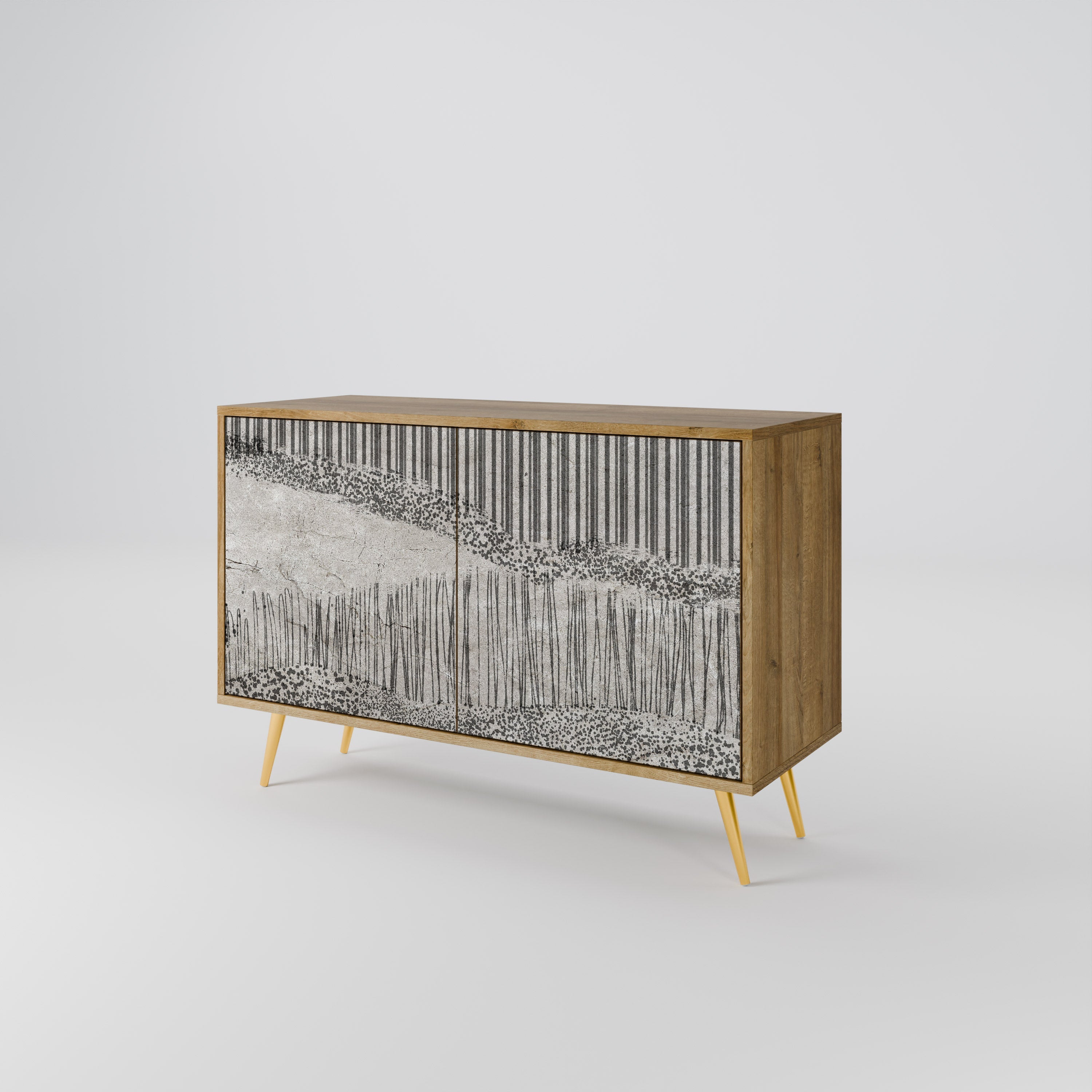 GRAIN LINES Sideboard mit 2 Türen in Eichenoptik