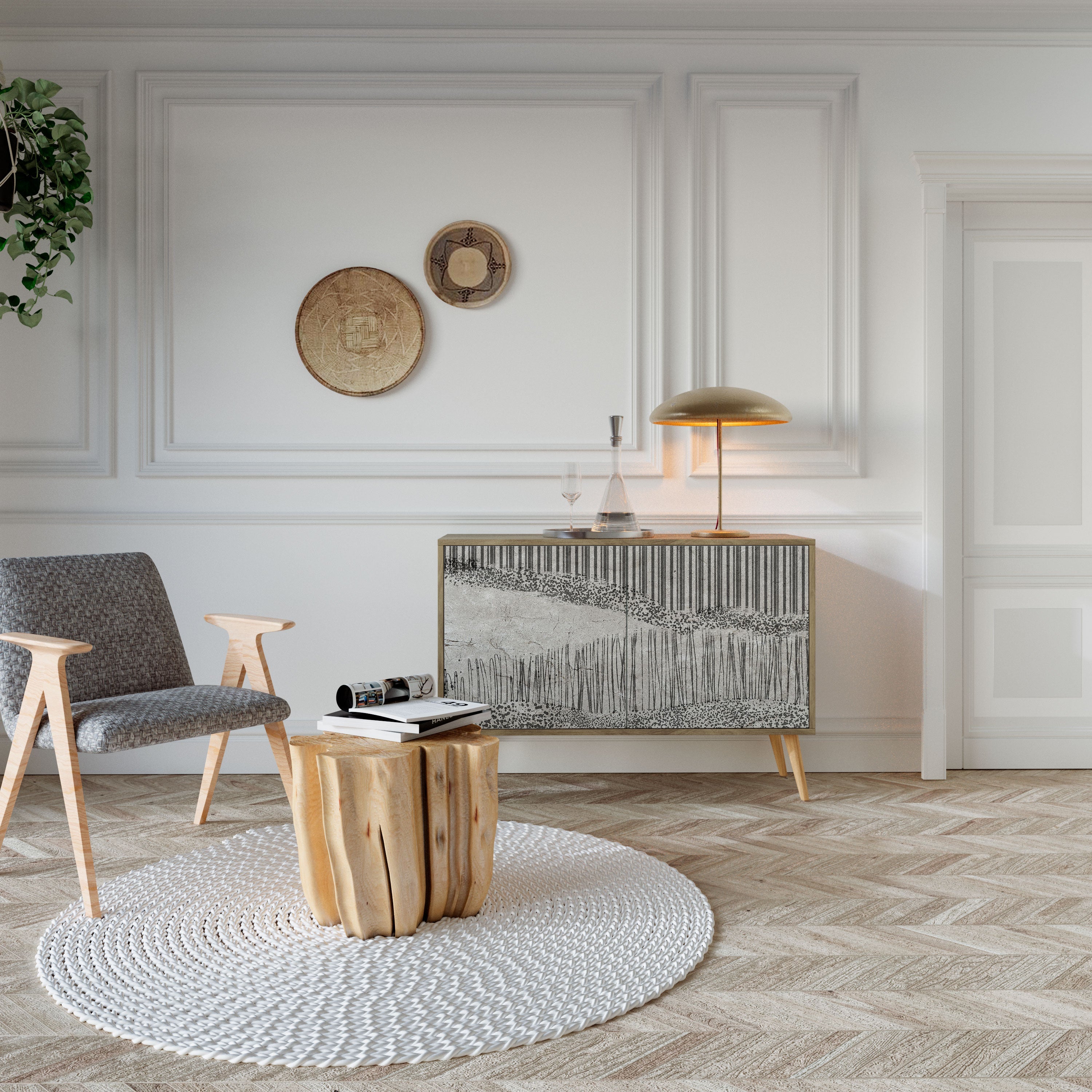 GRAIN LINES Sideboard mit 2 Türen in Eichenoptik