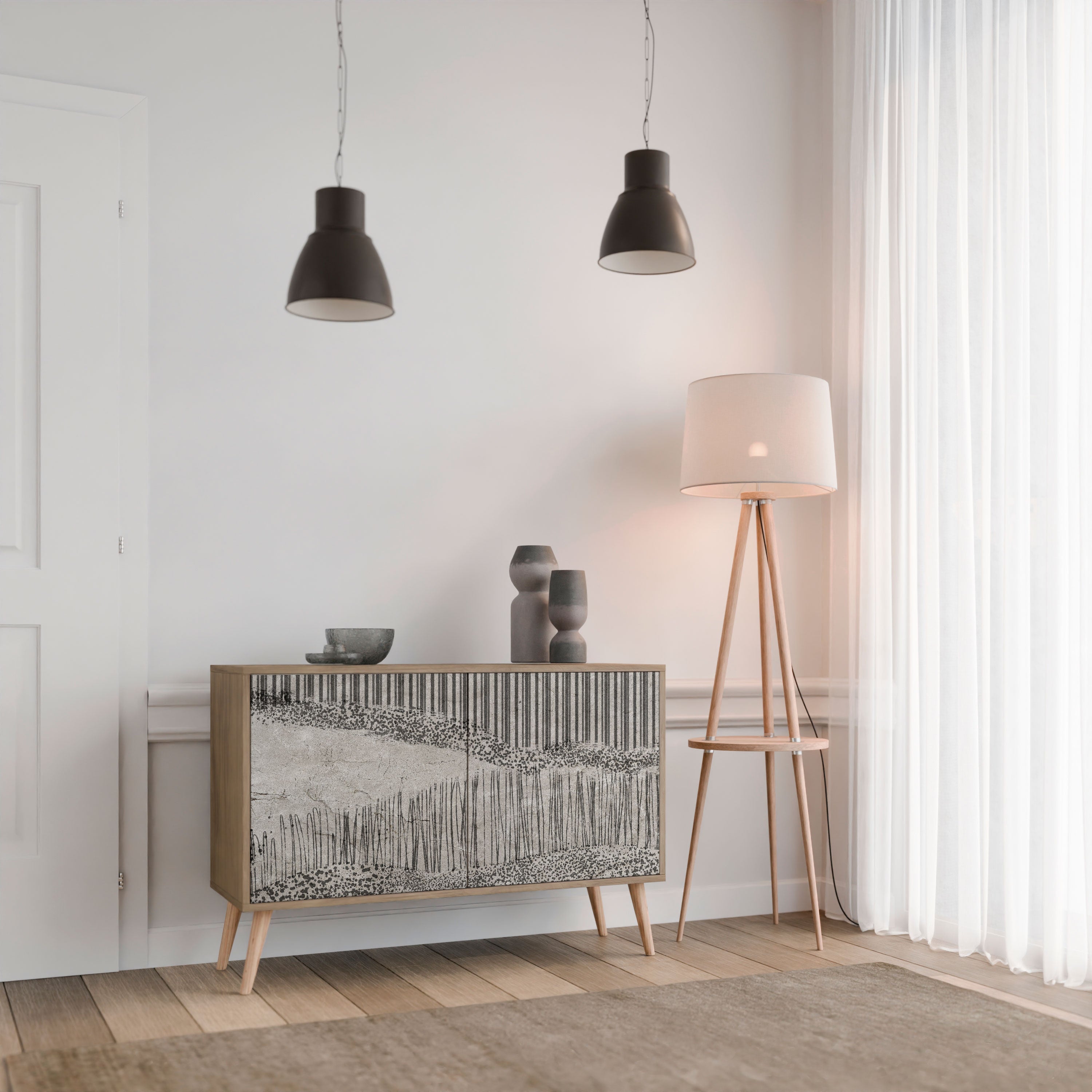 GRAIN LINES Sideboard mit 2 Türen in Eichenoptik