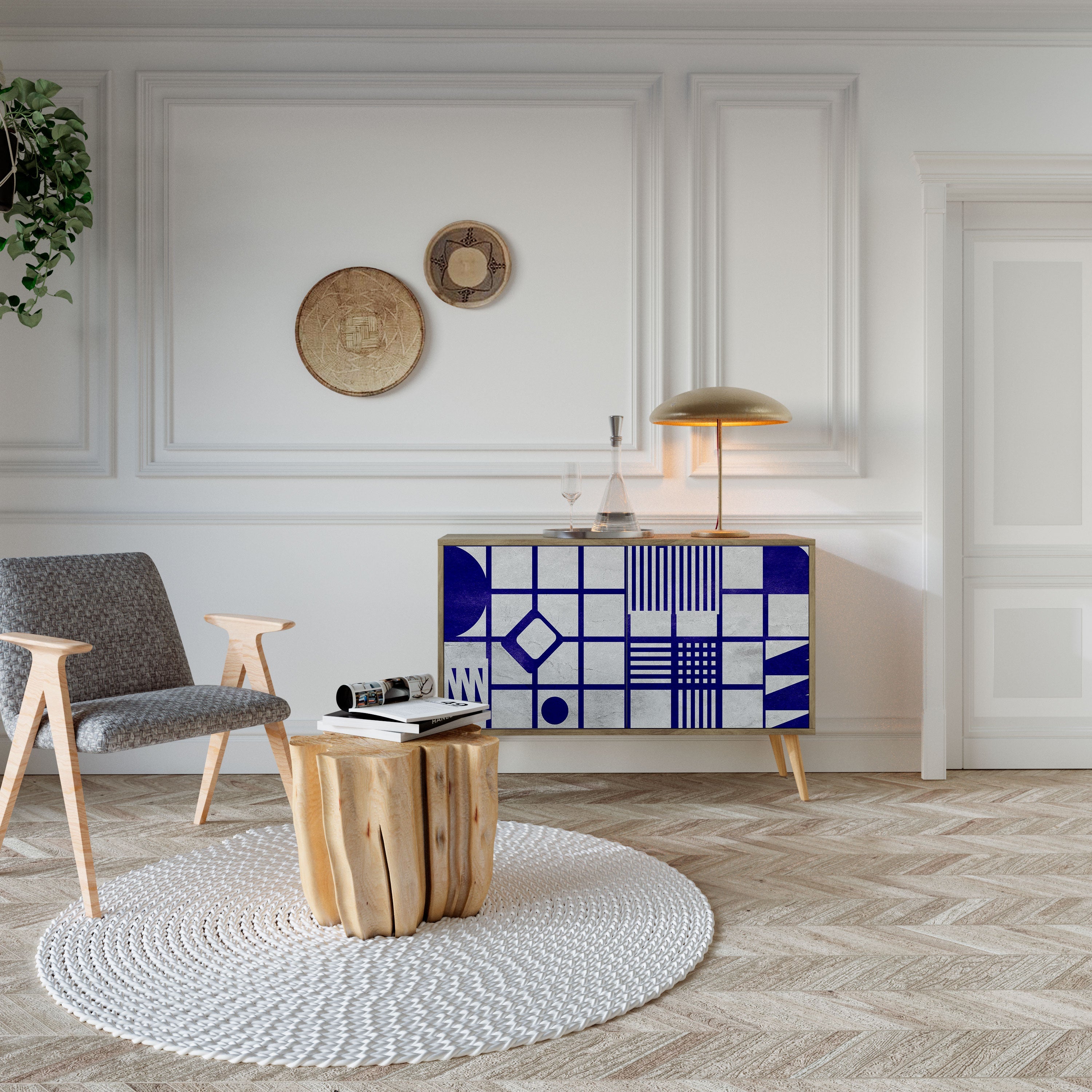THE RIGHT PLACES Sideboard mit 2 Türen in Eichenoptik