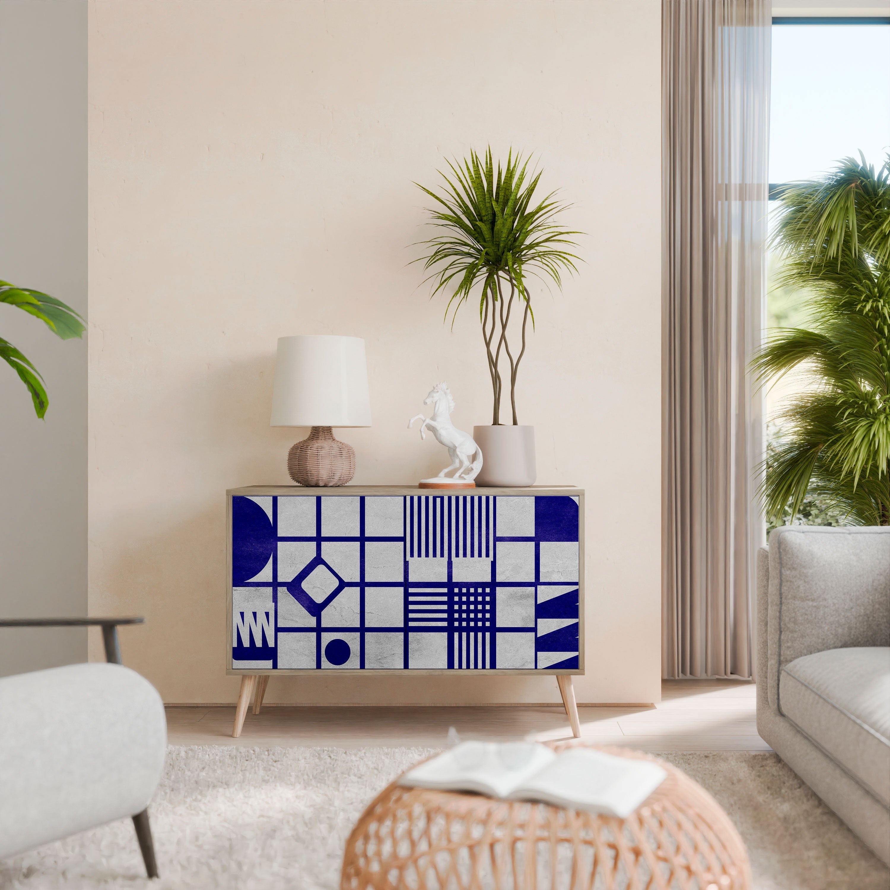 THE RIGHT PLACES Sideboard mit 2 Türen in Eichenoptik