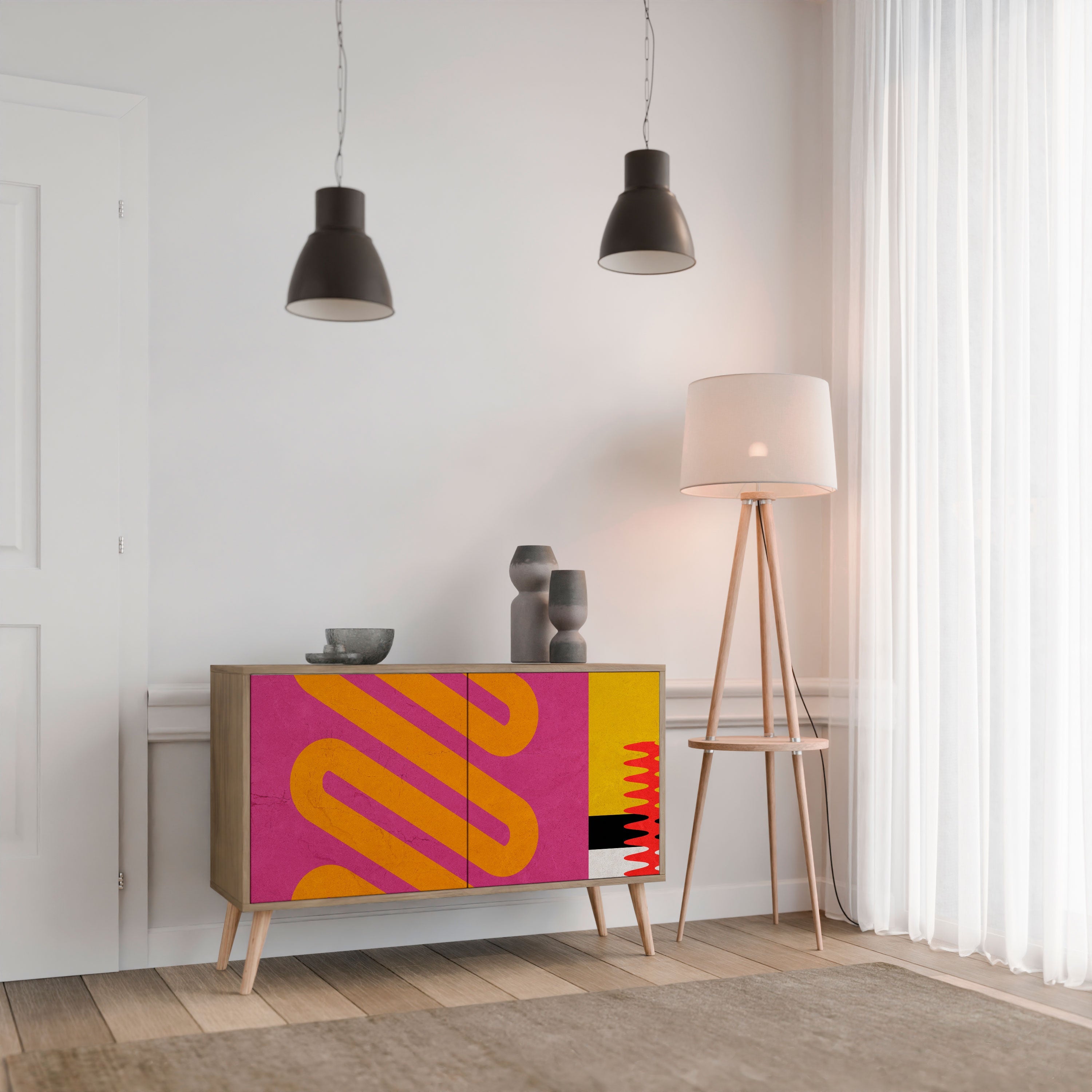 VIVID ART Sideboard mit 2 Türen in Eichenoptik