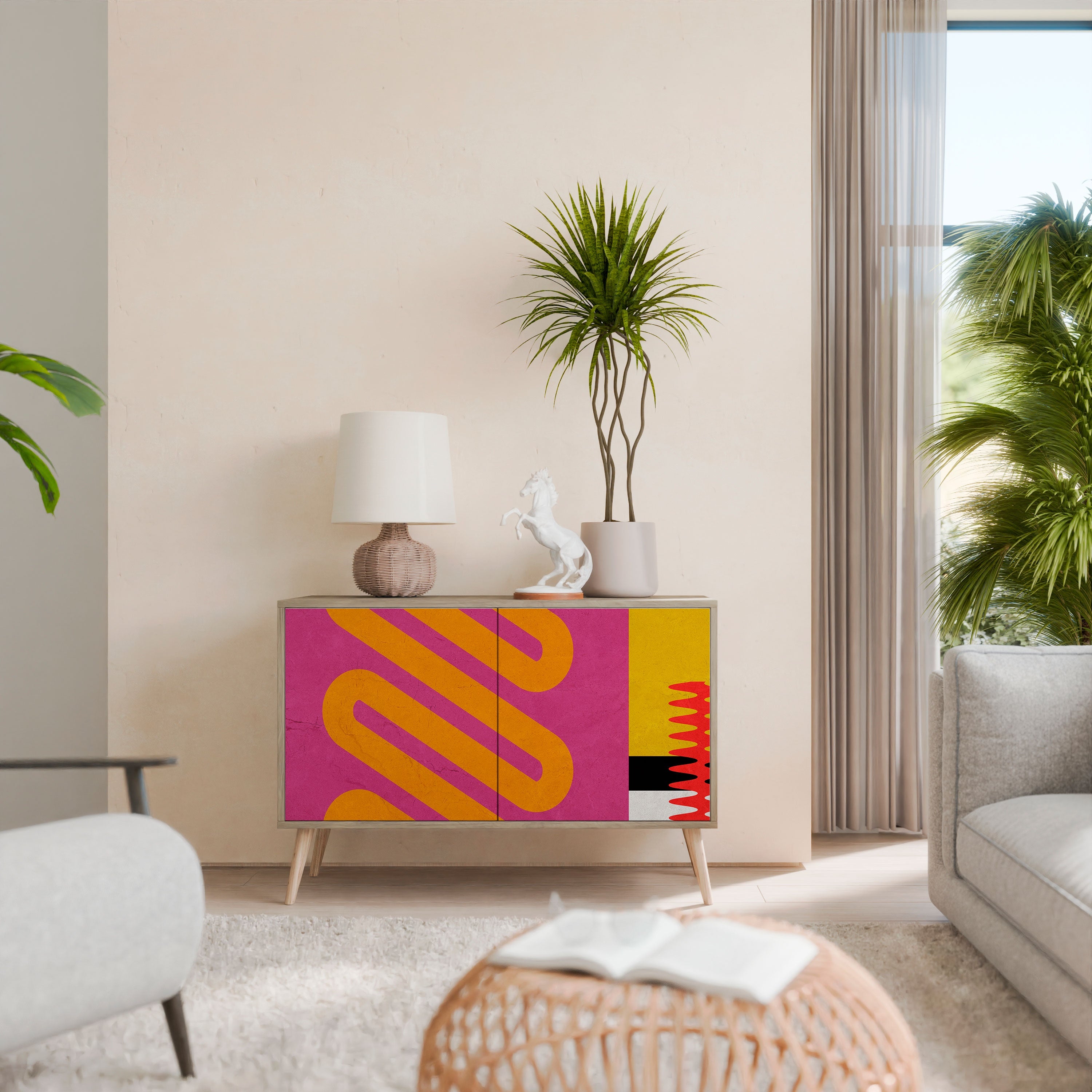 VIVID ART Sideboard mit 2 Türen in Eichenoptik