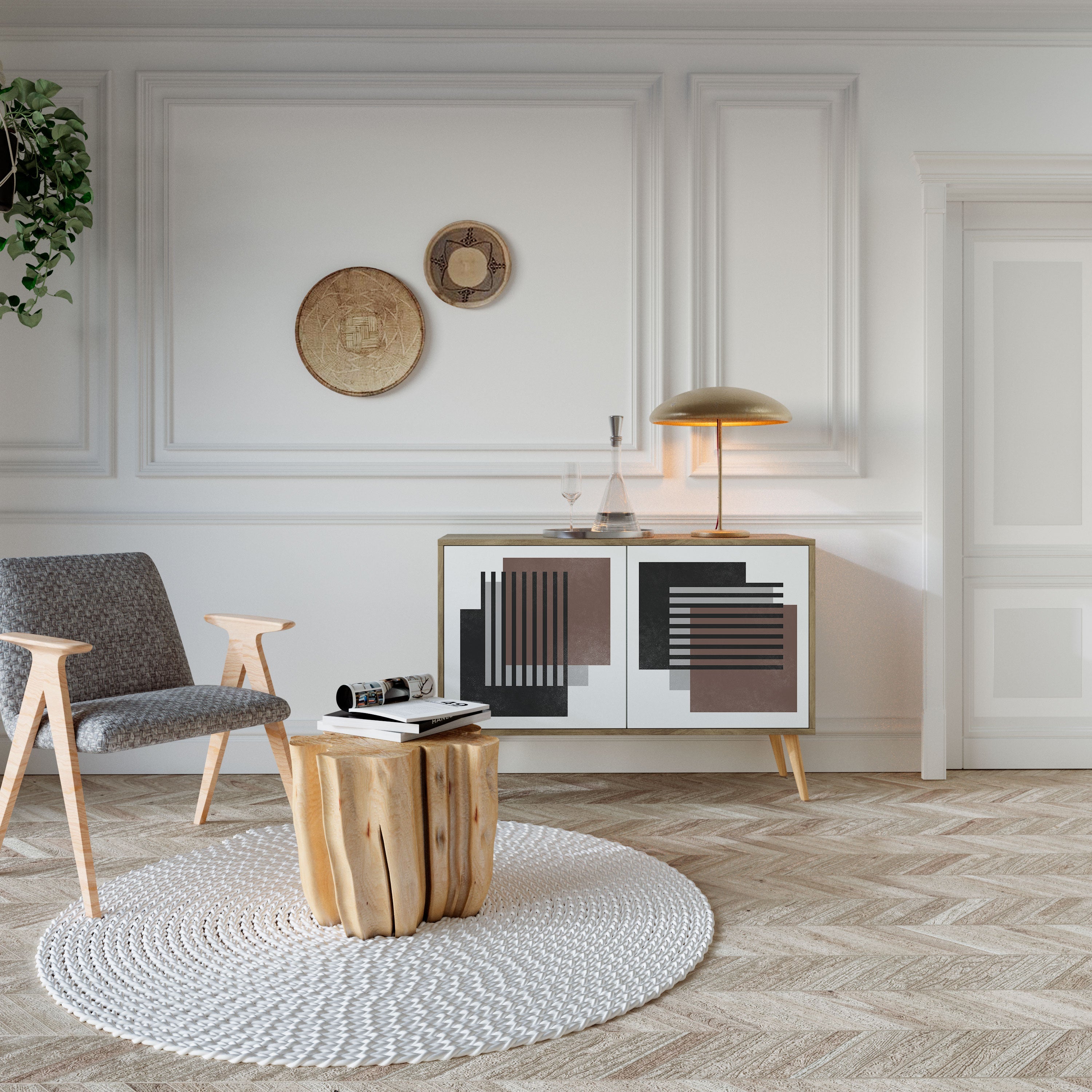 SHADOW SYNCHRONY Sideboard mit 2 Türen in Eichenoptik