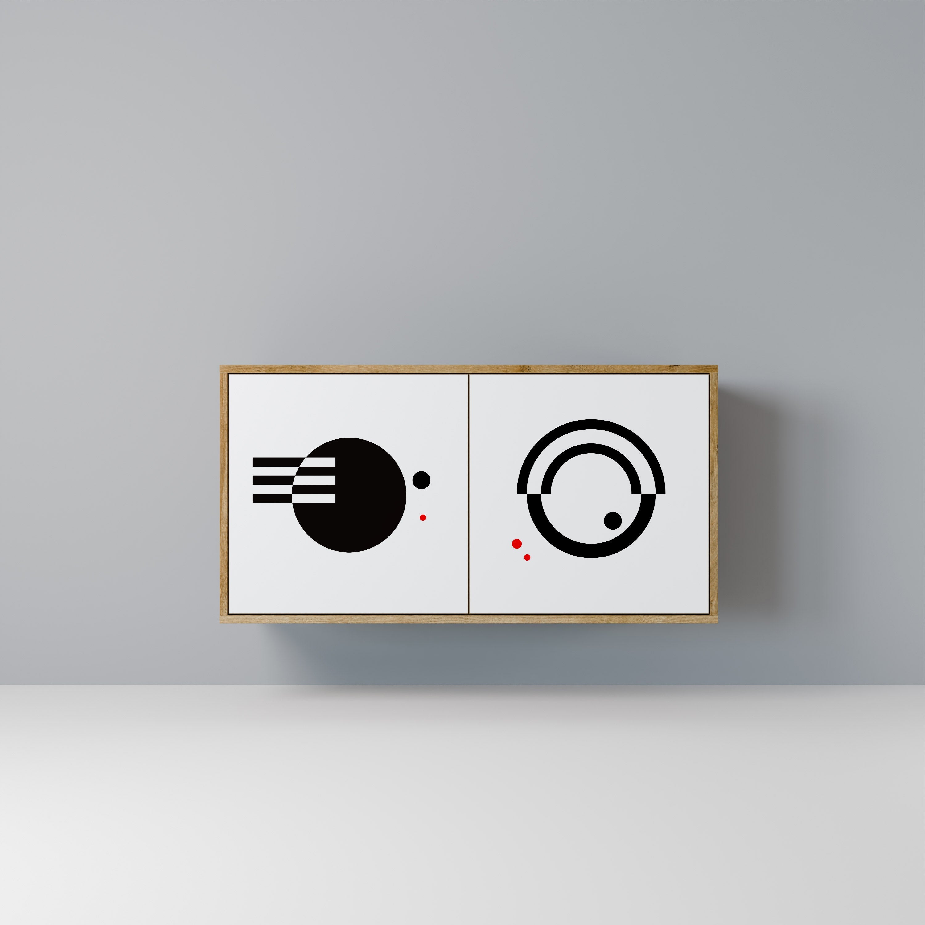 SCHWARZ-WEISS-KOMBINATION 2-türiges Sideboard in Eichenoptik