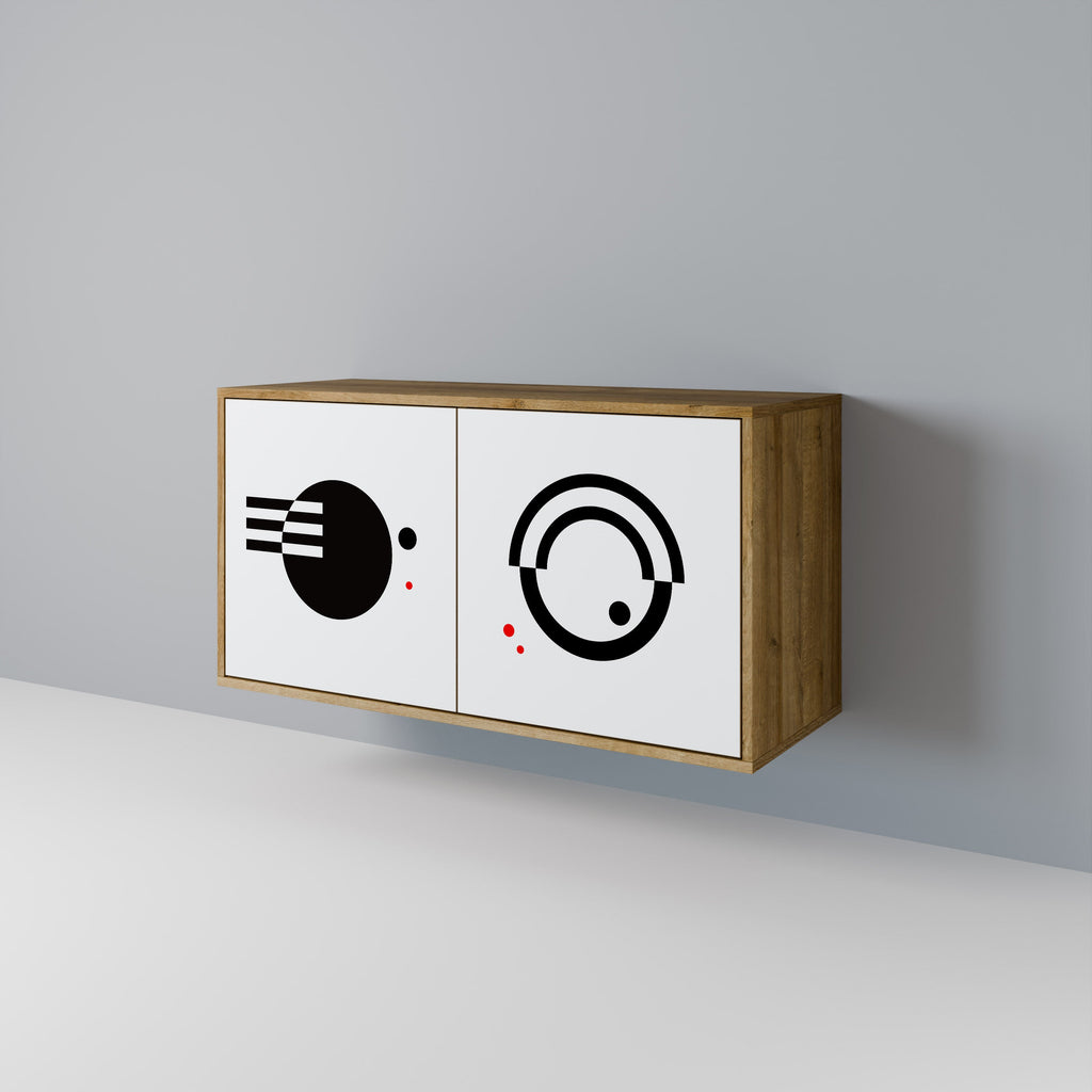 SCHWARZ-WEISS-KOMBINATION 2-türiges Sideboard in Eichenoptik