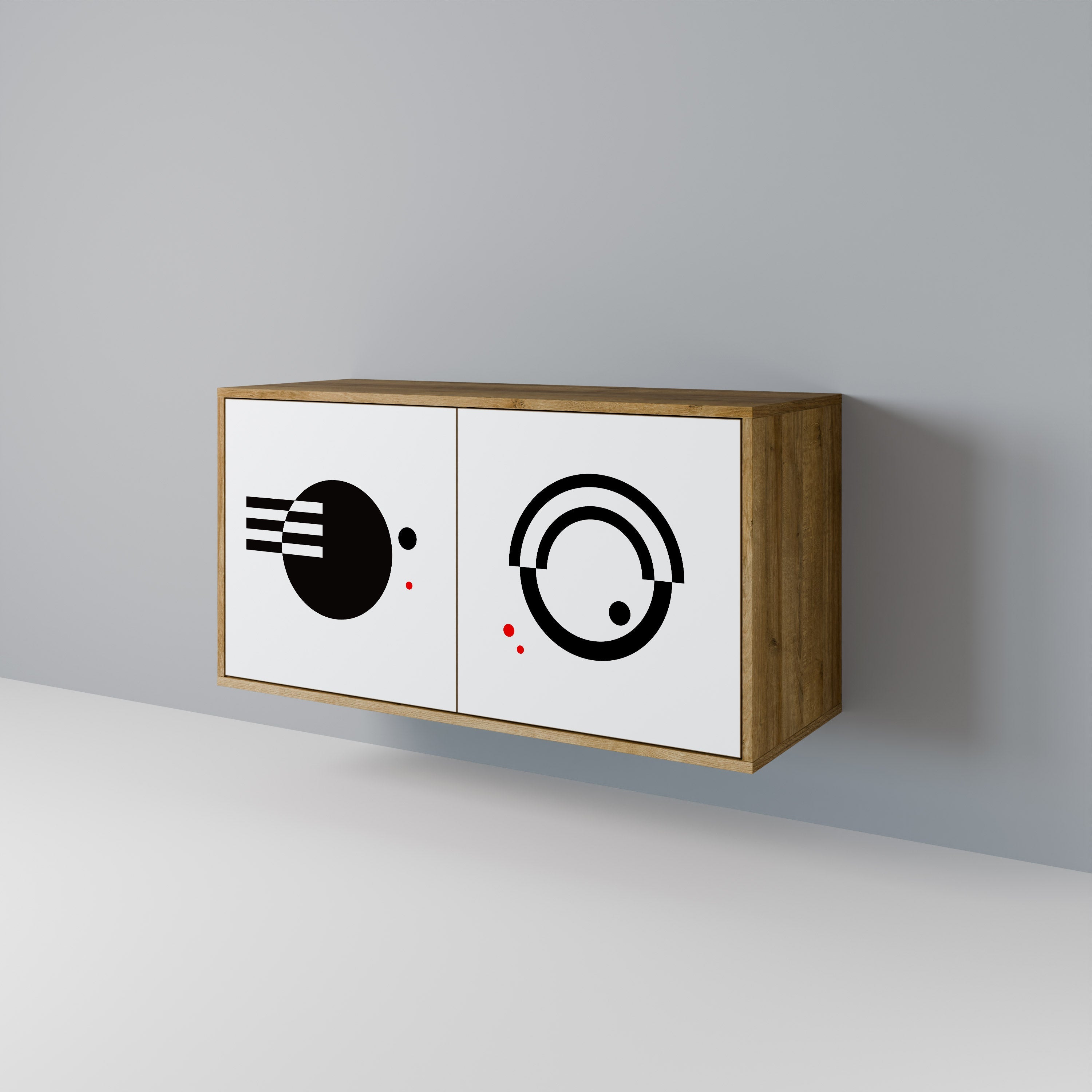 SCHWARZ-WEISS-KOMBINATION 2-türiges Sideboard in Eichenoptik