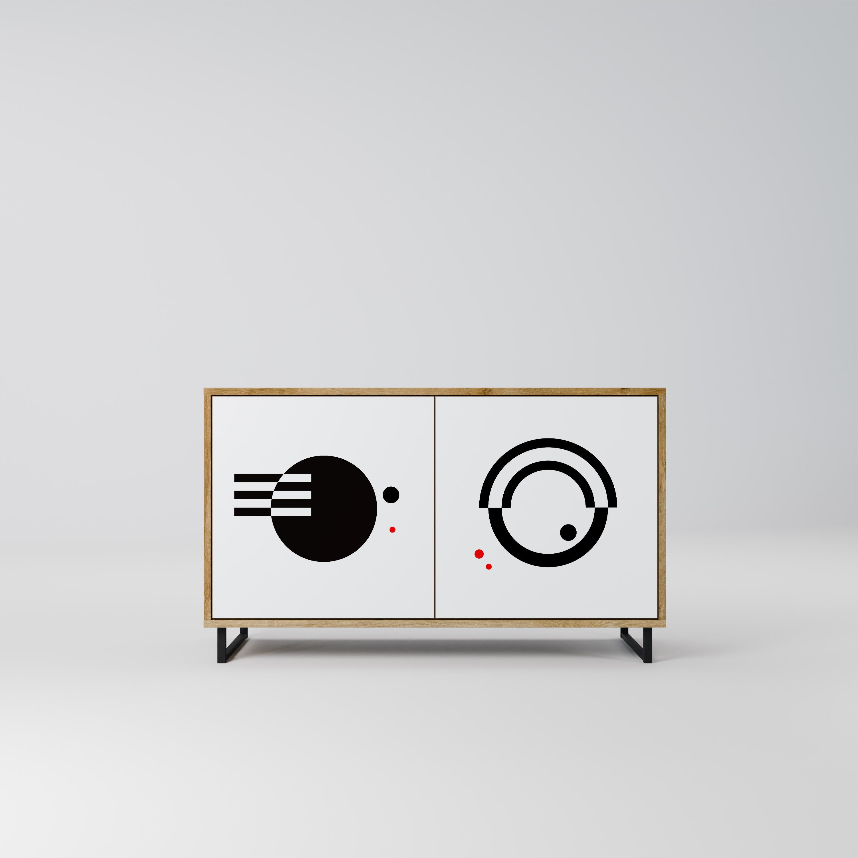 SCHWARZ-WEISS-KOMBINATION 2-türiges Sideboard in Eichenoptik