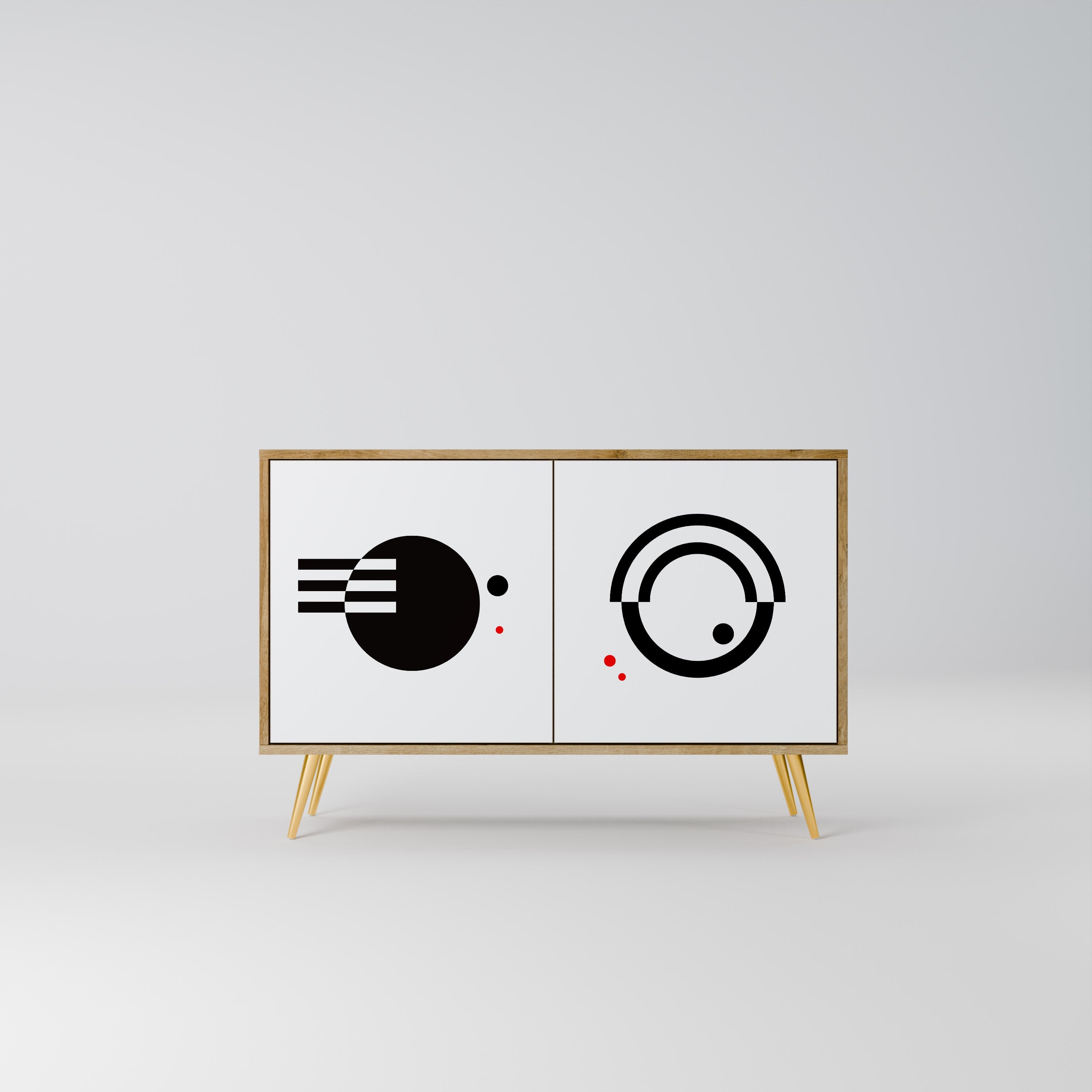 SCHWARZ-WEISS-KOMBINATION 2-türiges Sideboard in Eichenoptik