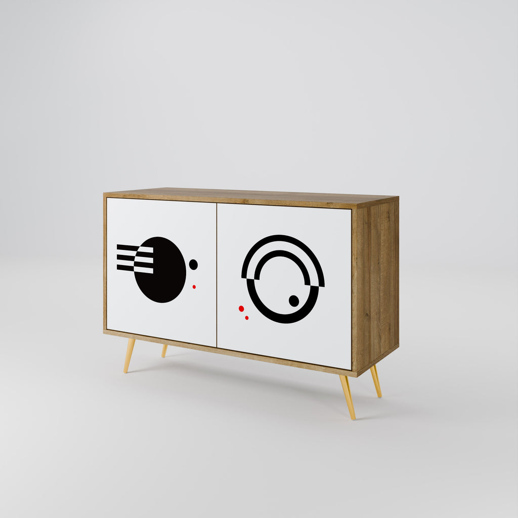 SCHWARZ-WEISS-KOMBINATION 2-türiges Sideboard in Eichenoptik