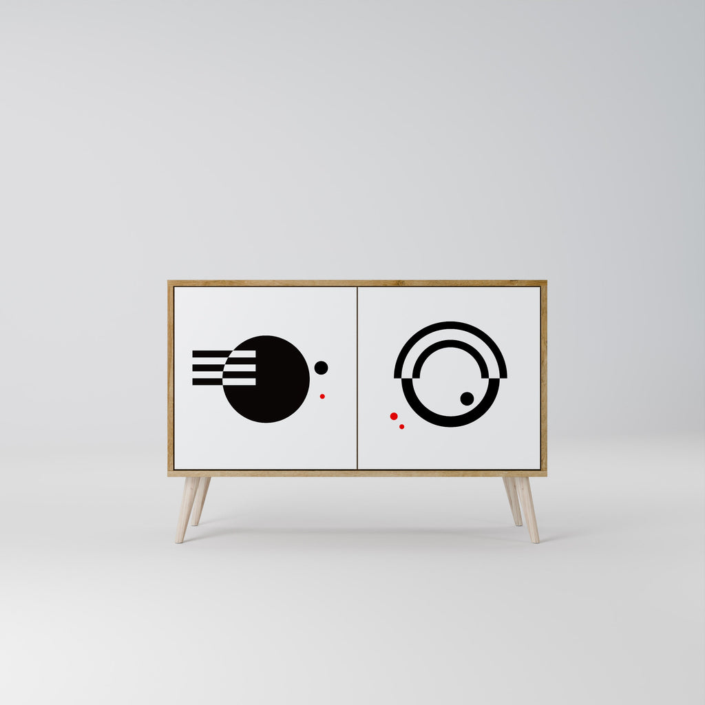 SCHWARZ-WEISS-KOMBINATION 2-türiges Sideboard in Eichenoptik
