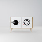 BLACK AND WHITE COMBINATION Sideboard mit 2 Türen in Eiche-Optik