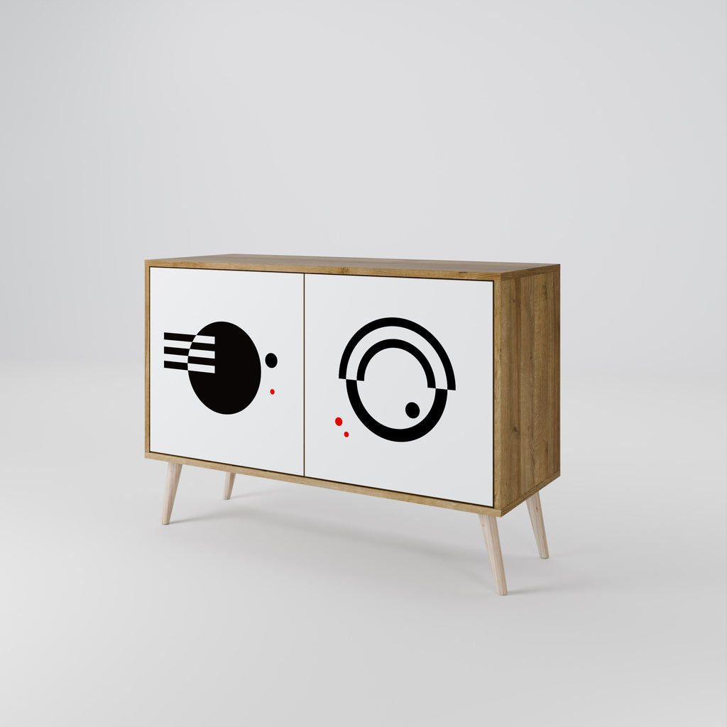 SCHWARZ-WEISS-KOMBINATION 2-türiges Sideboard in Eichenoptik