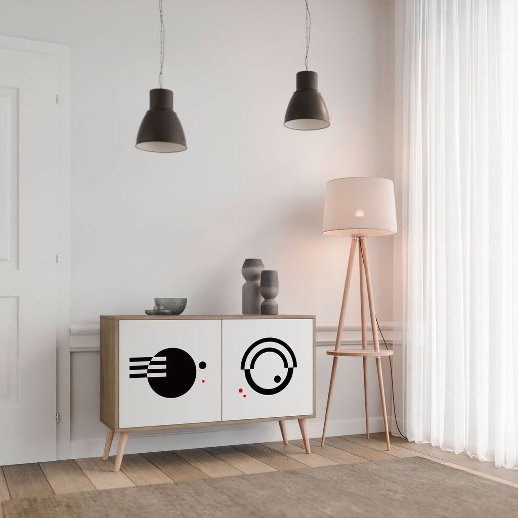 SCHWARZ-WEISS-KOMBINATION 2-türiges Sideboard in Eichenoptik