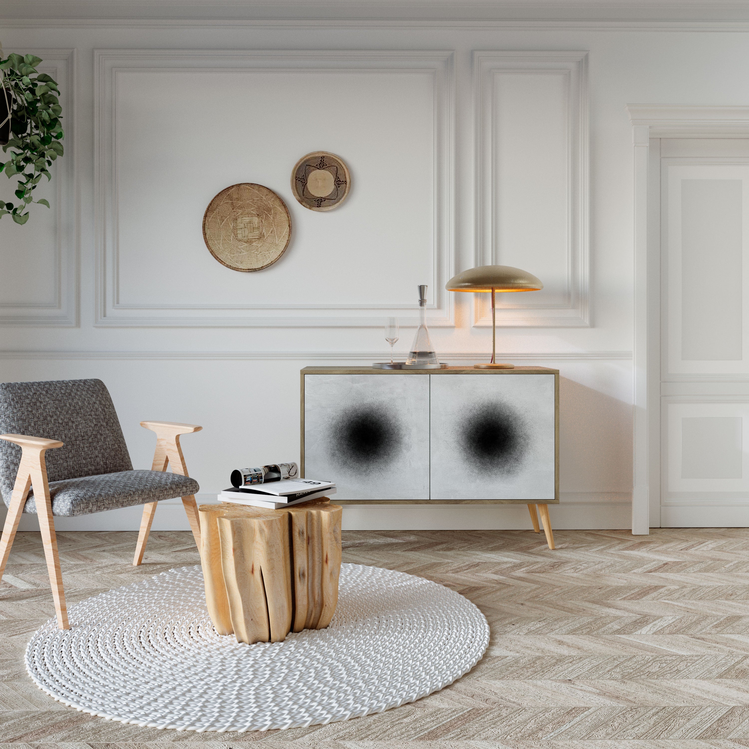 BLACK HOLE Sideboard mit 2 Türen in Eichenoptik