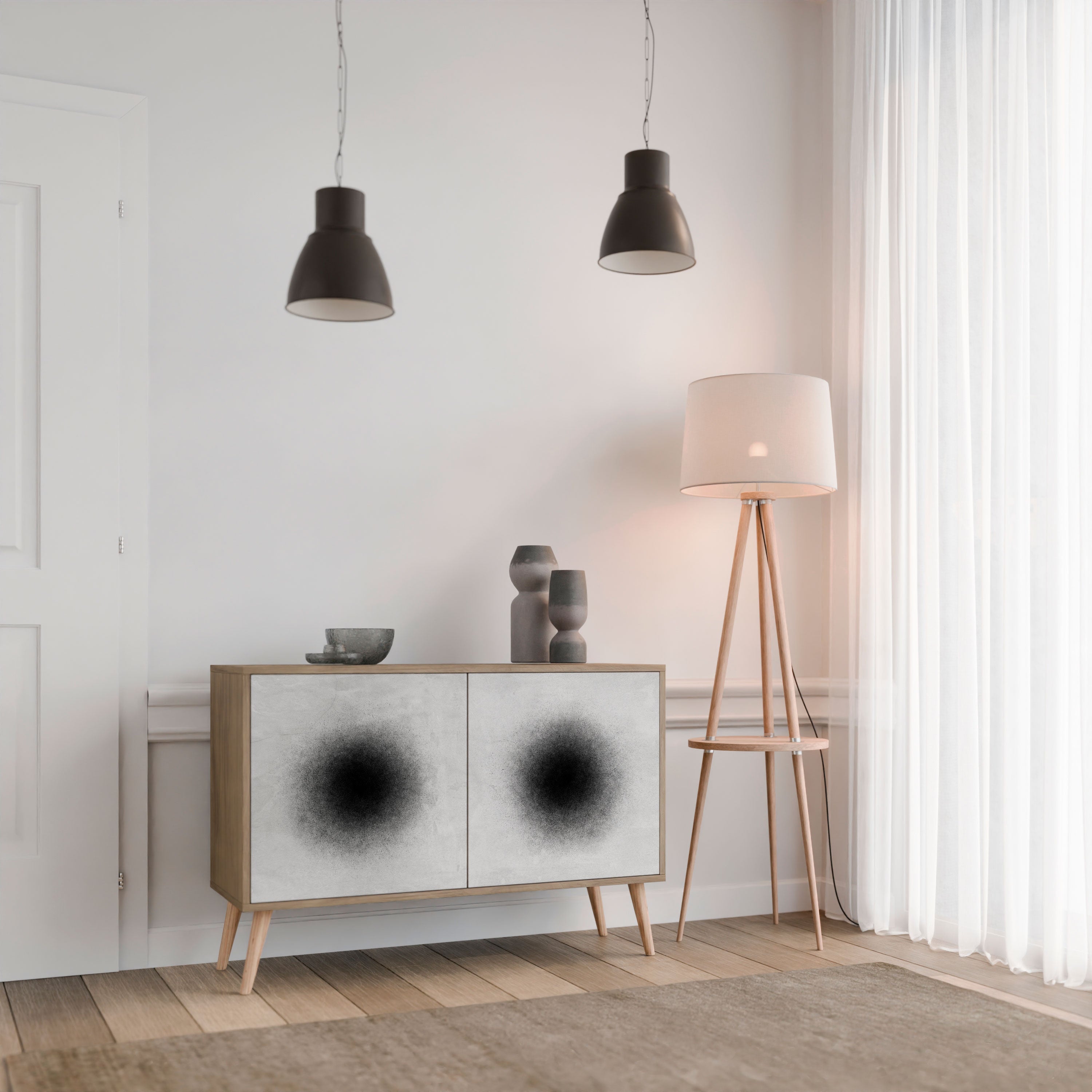 BLACK HOLE Sideboard mit 2 Türen in Eichenoptik