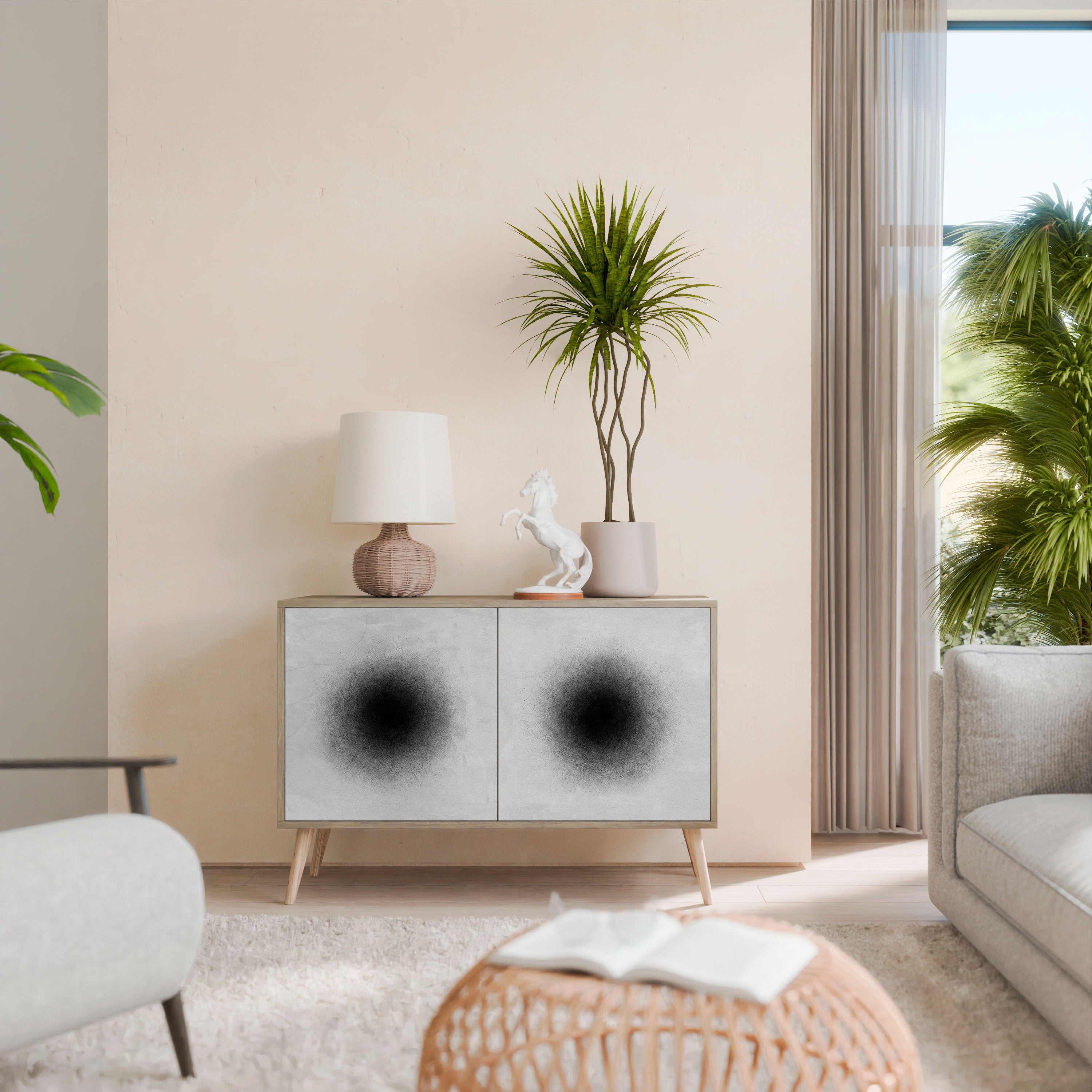 BLACK HOLE Sideboard mit 2 Türen in Eichenoptik