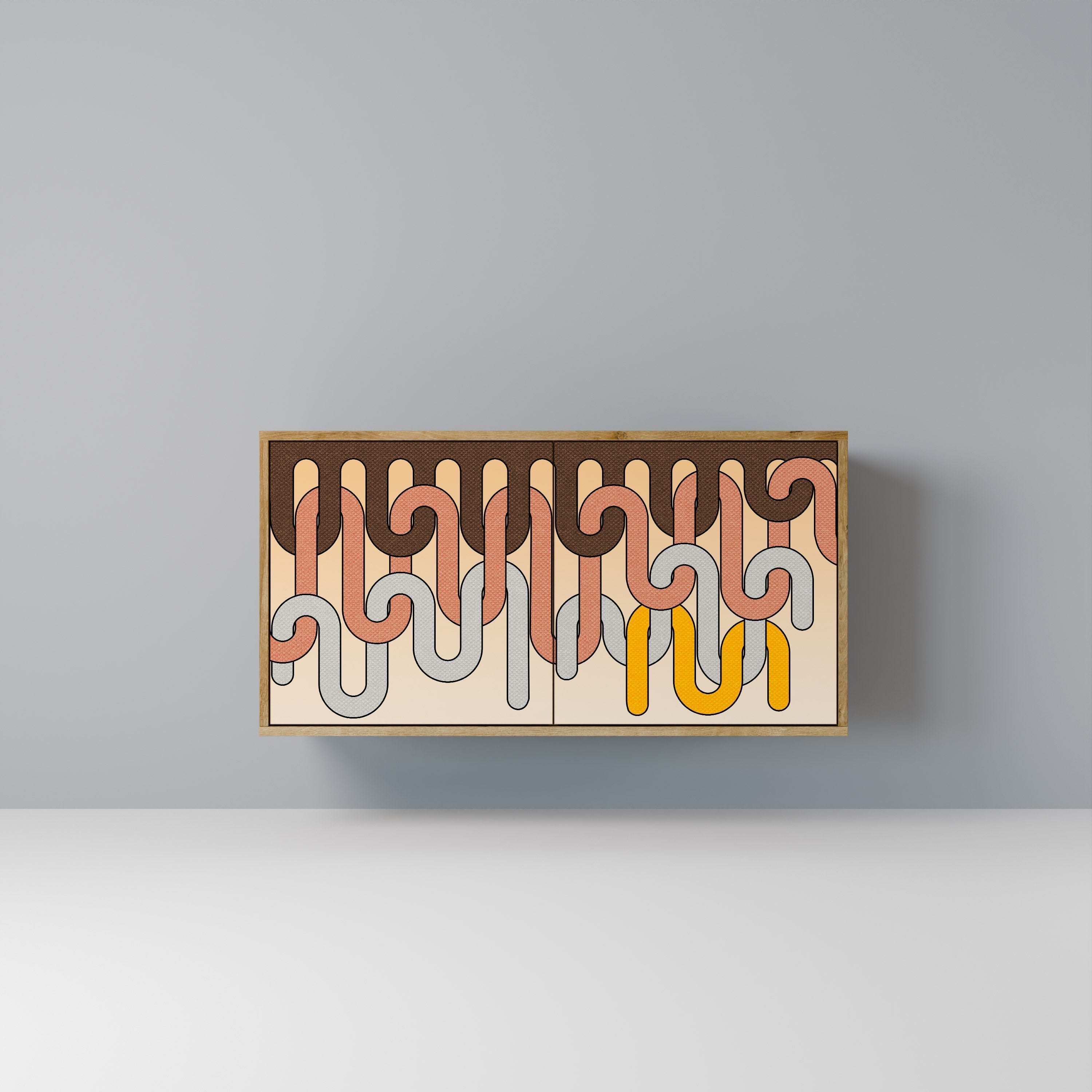 COLORFUL STRINGS Sideboard mit 2 Türen in Eichenoptik