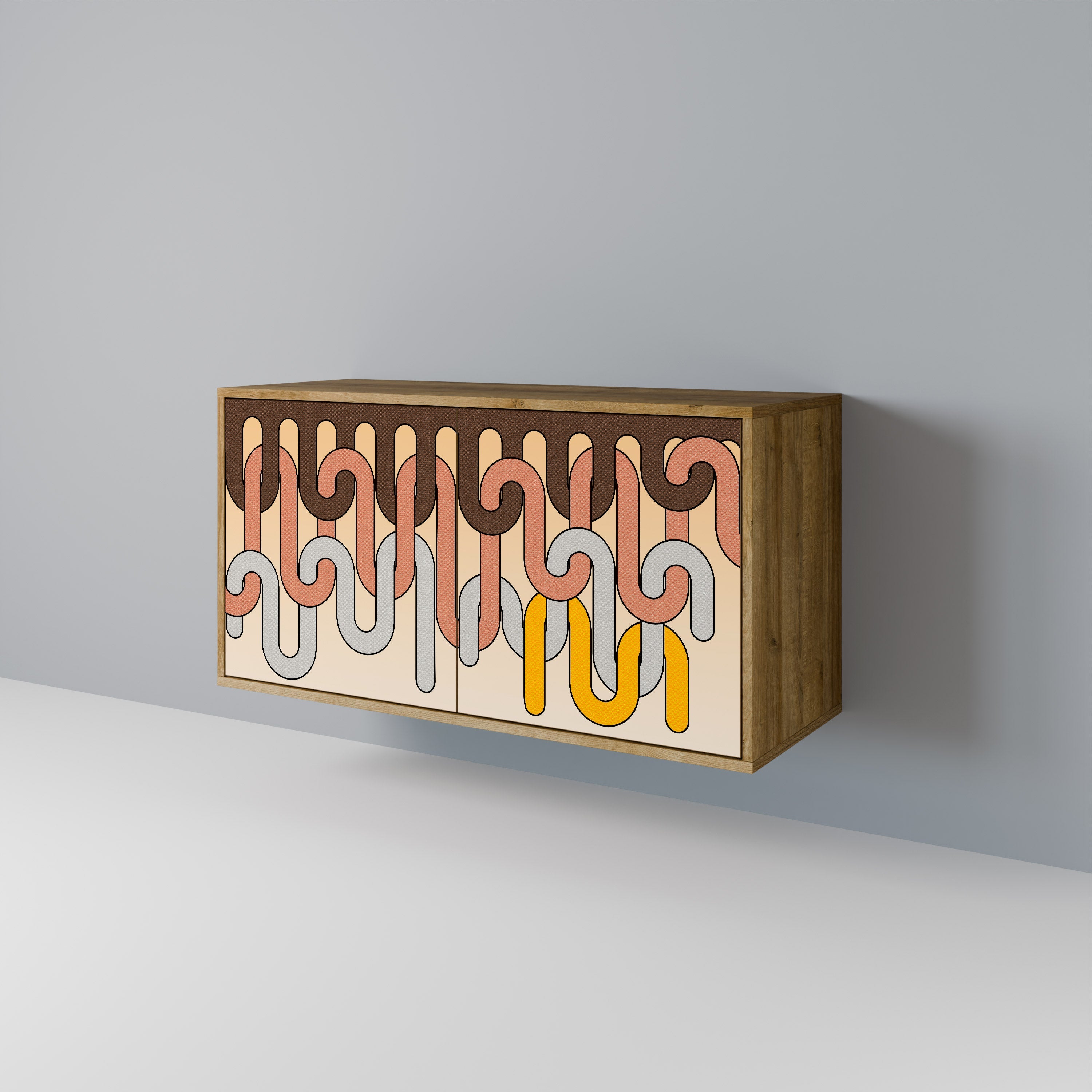 COLORFUL STRINGS Sideboard mit 2 Türen in Eichenoptik