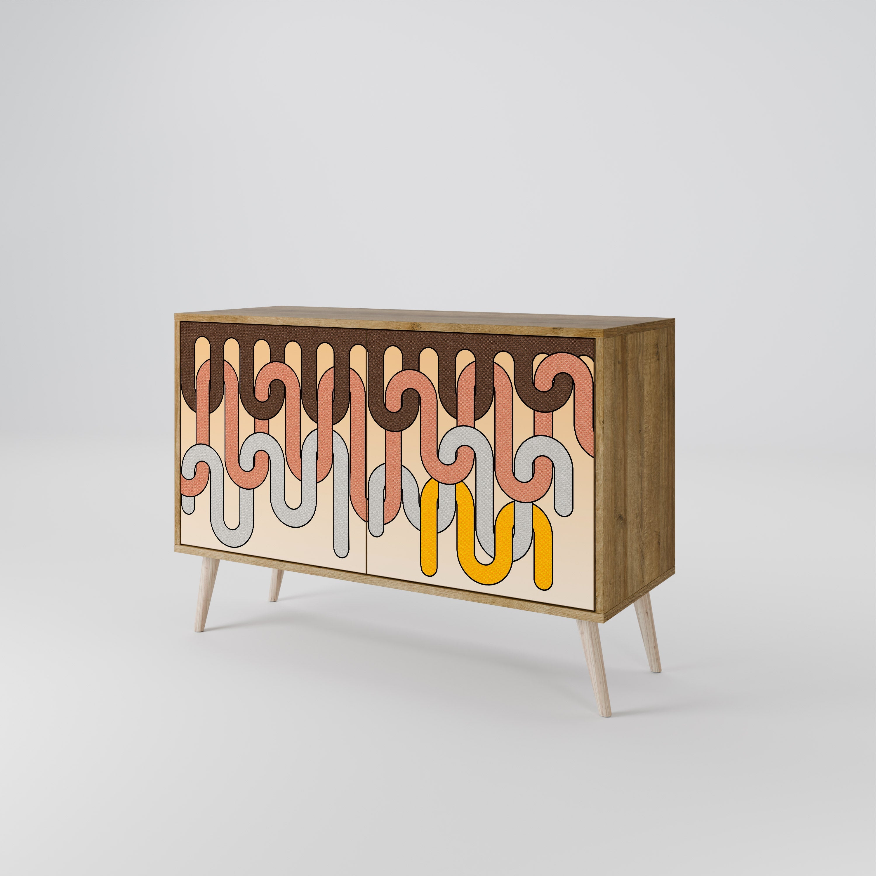 COLORFUL STRINGS Sideboard mit 2 Türen in Eichenoptik