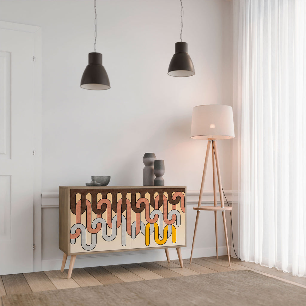 COLORFUL STRINGS Sideboard mit 2 Türen in Eichenoptik