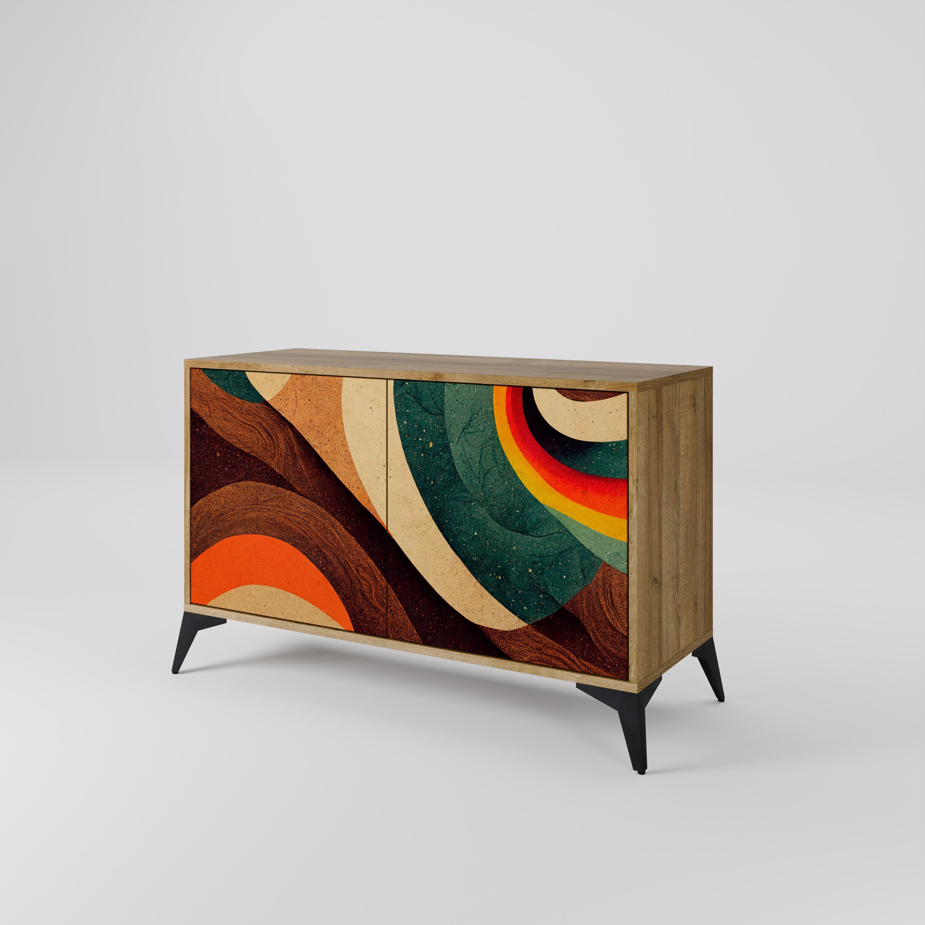 COLORFUL STRANDS Sideboard mit 2 Türen in Eichenoptik