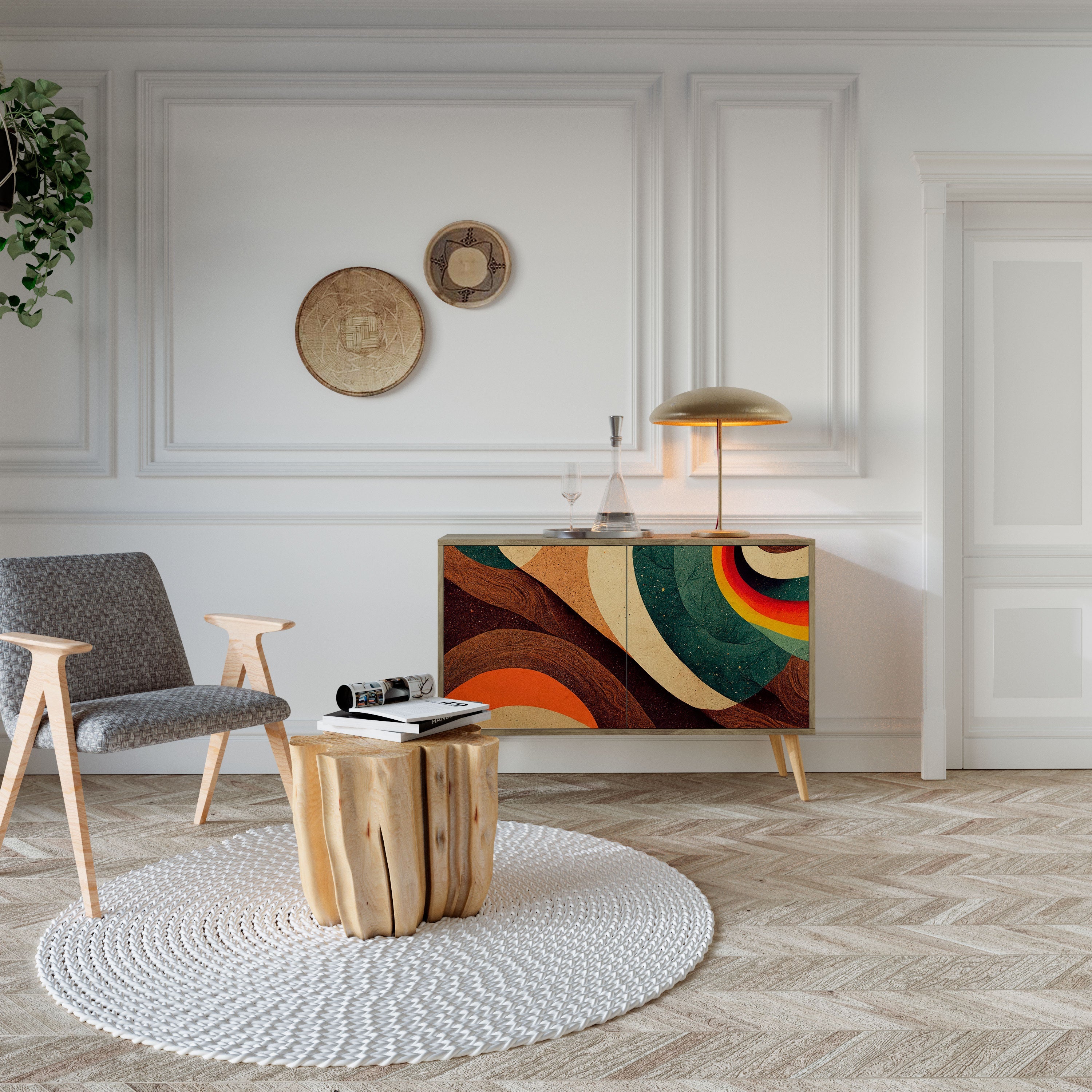 COLORFUL STRANDS Sideboard mit 2 Türen in Eichenoptik