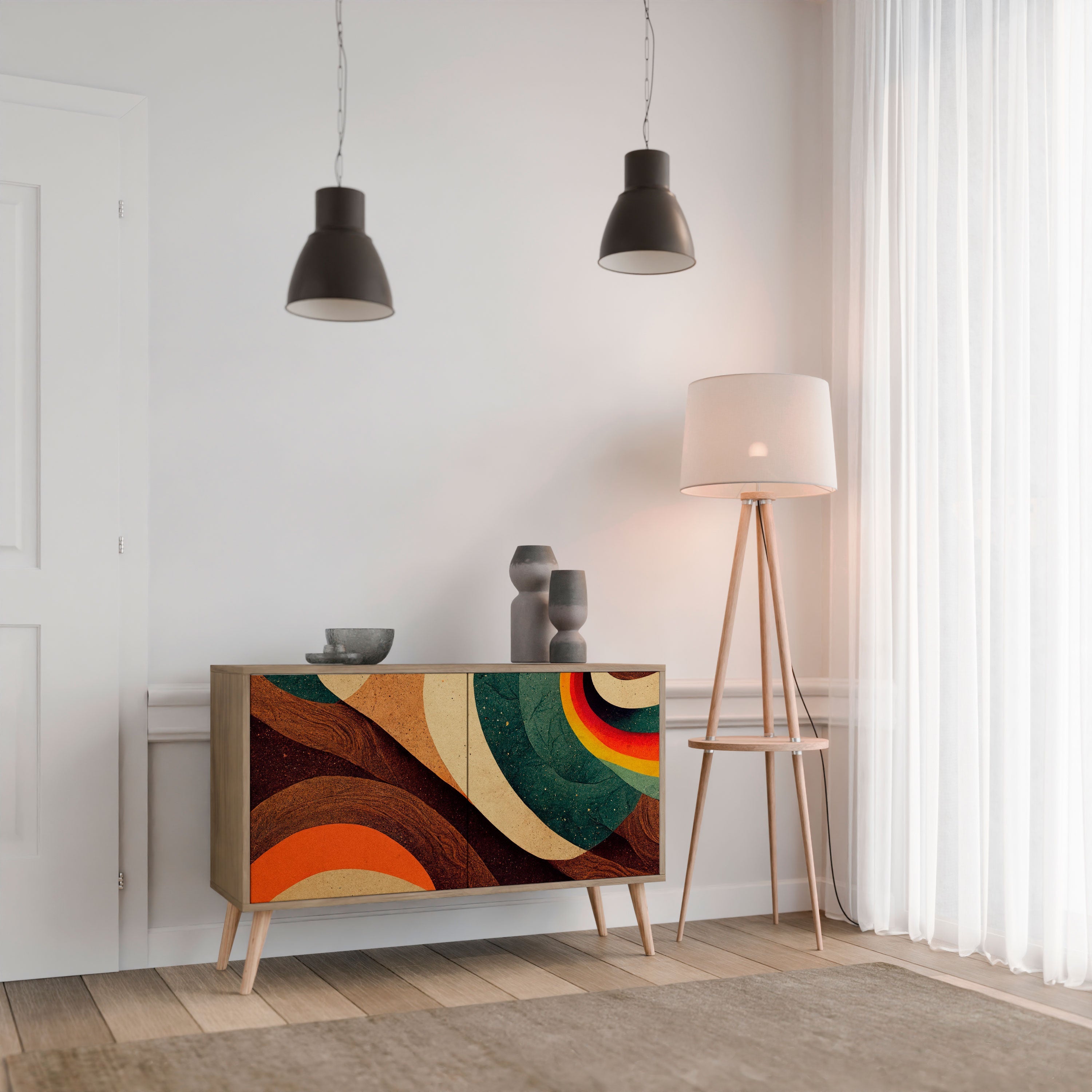 COLORFUL STRANDS Sideboard mit 2 Türen in Eichenoptik